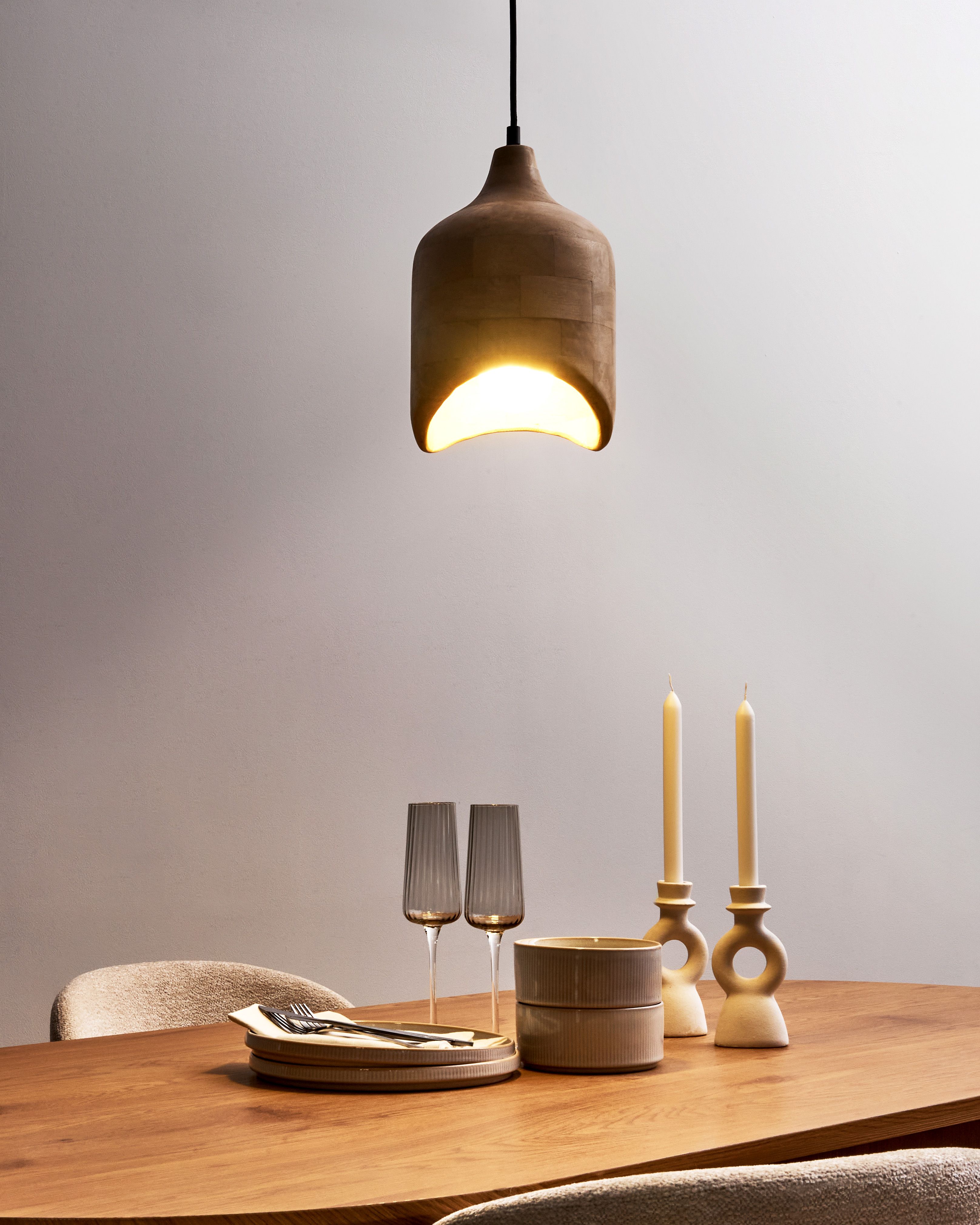 Pendant Lamp PANDU Mango Wood Light Brown