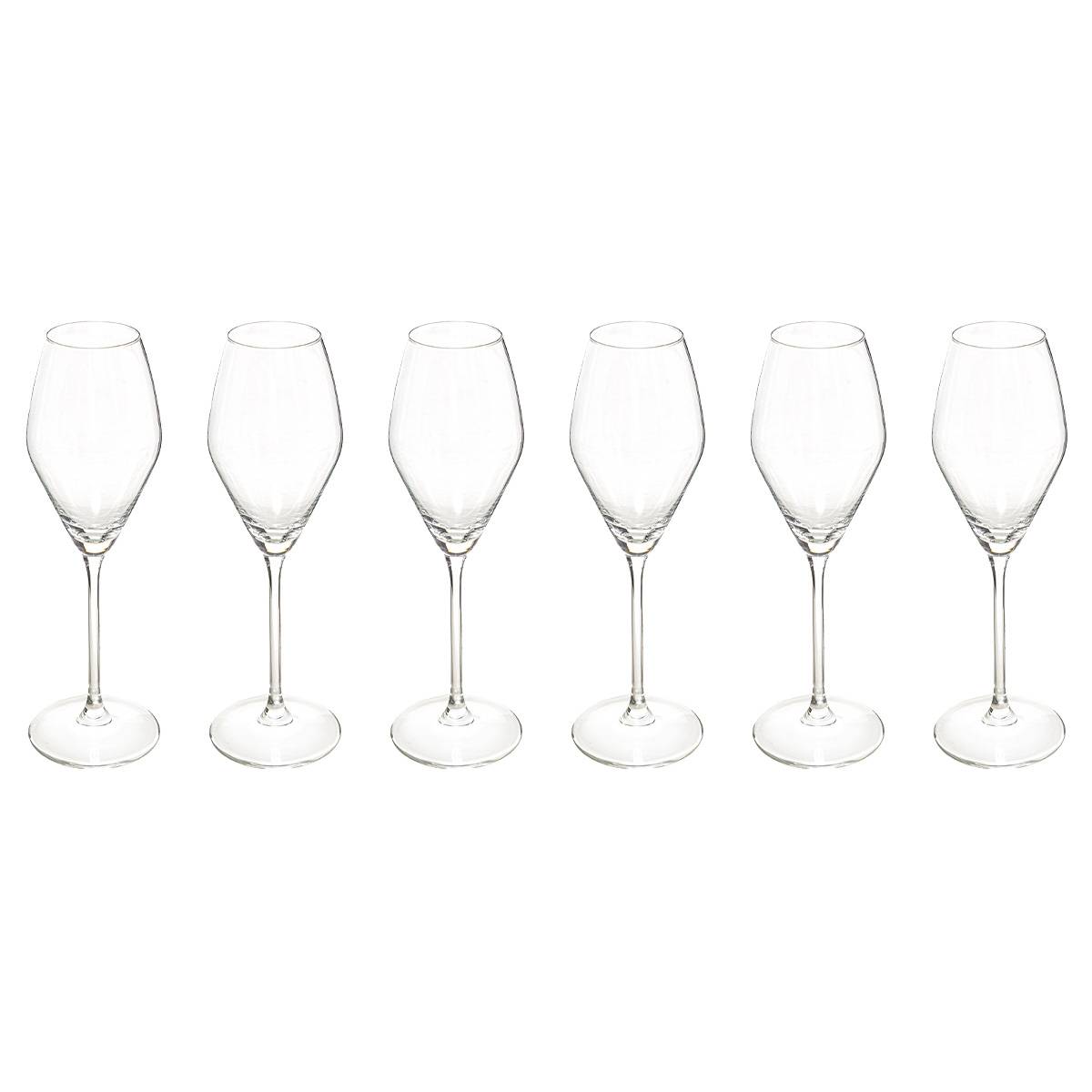 Set of 6 champagne flutes "Silvia" 210 ml, Transparent