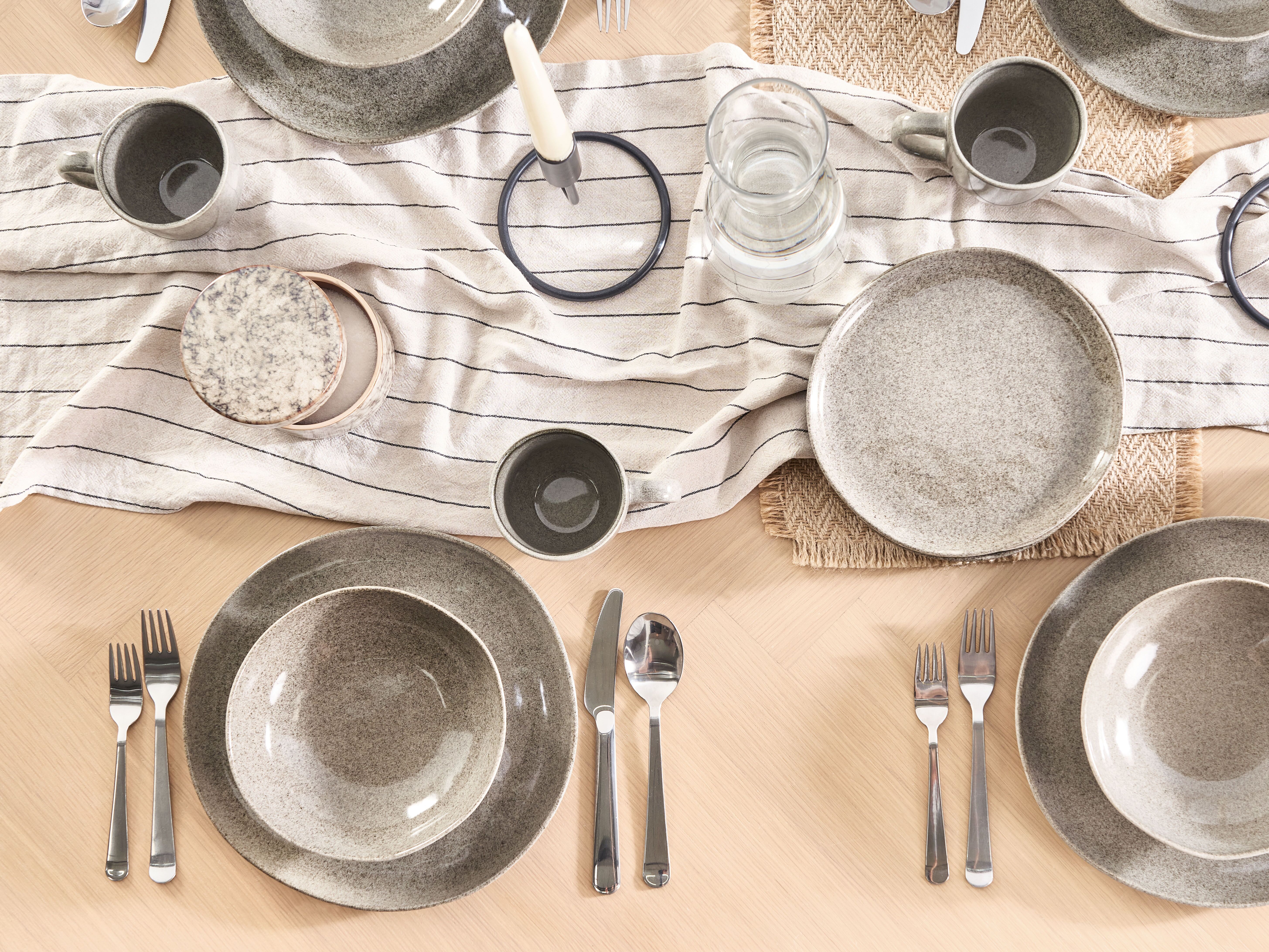 Set of 16 Dinnerware COSTMARY Stoneware Grey