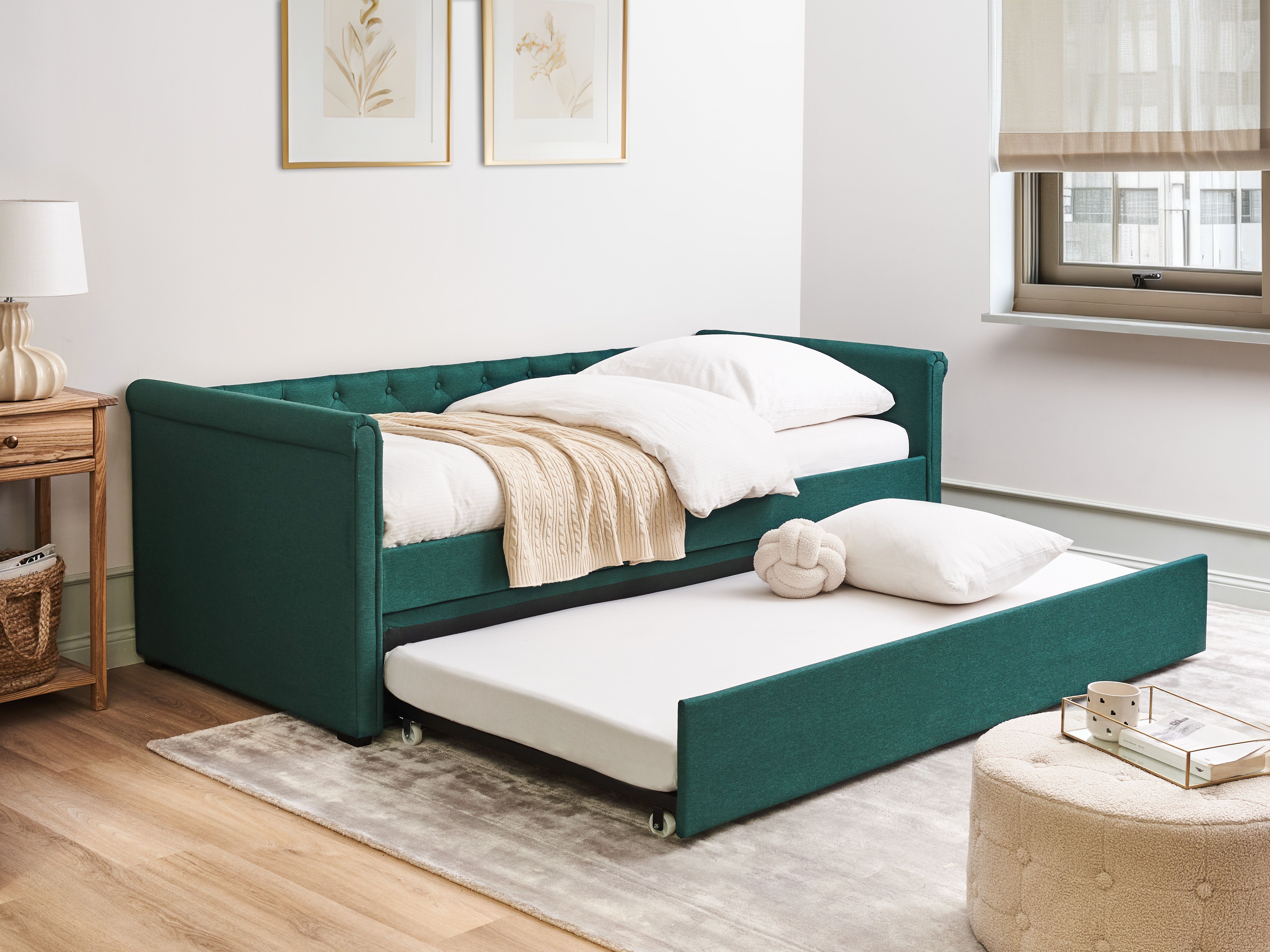 Trundle Bed Fabric LIBOURNE 90 x 200 cm (EU Single) Dark Green
