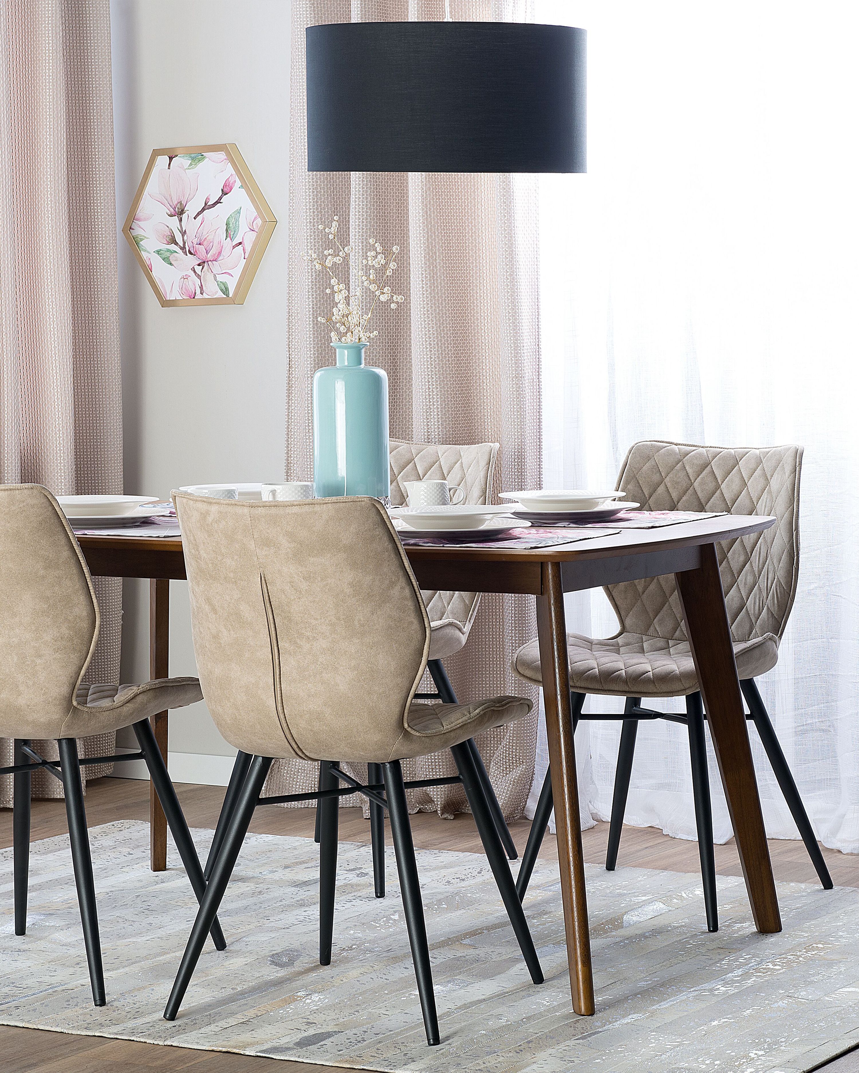 Set of 2 Dining Chairs LISLE Fabric Beige