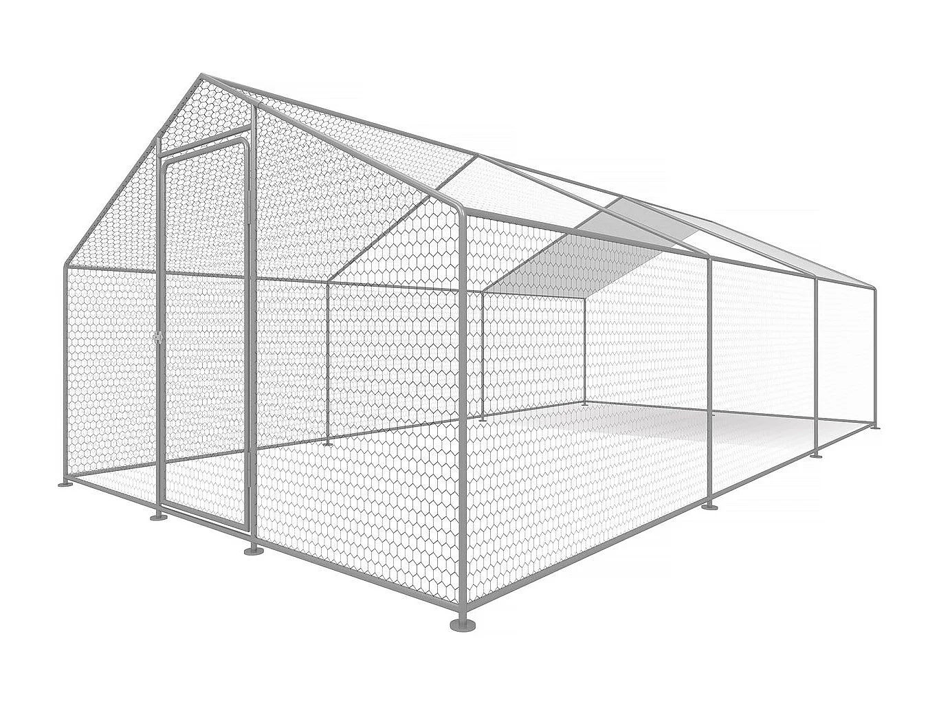 Enclos à poules 18 m² parc grillagé 6 x 3 x 2 M acier galvanisé