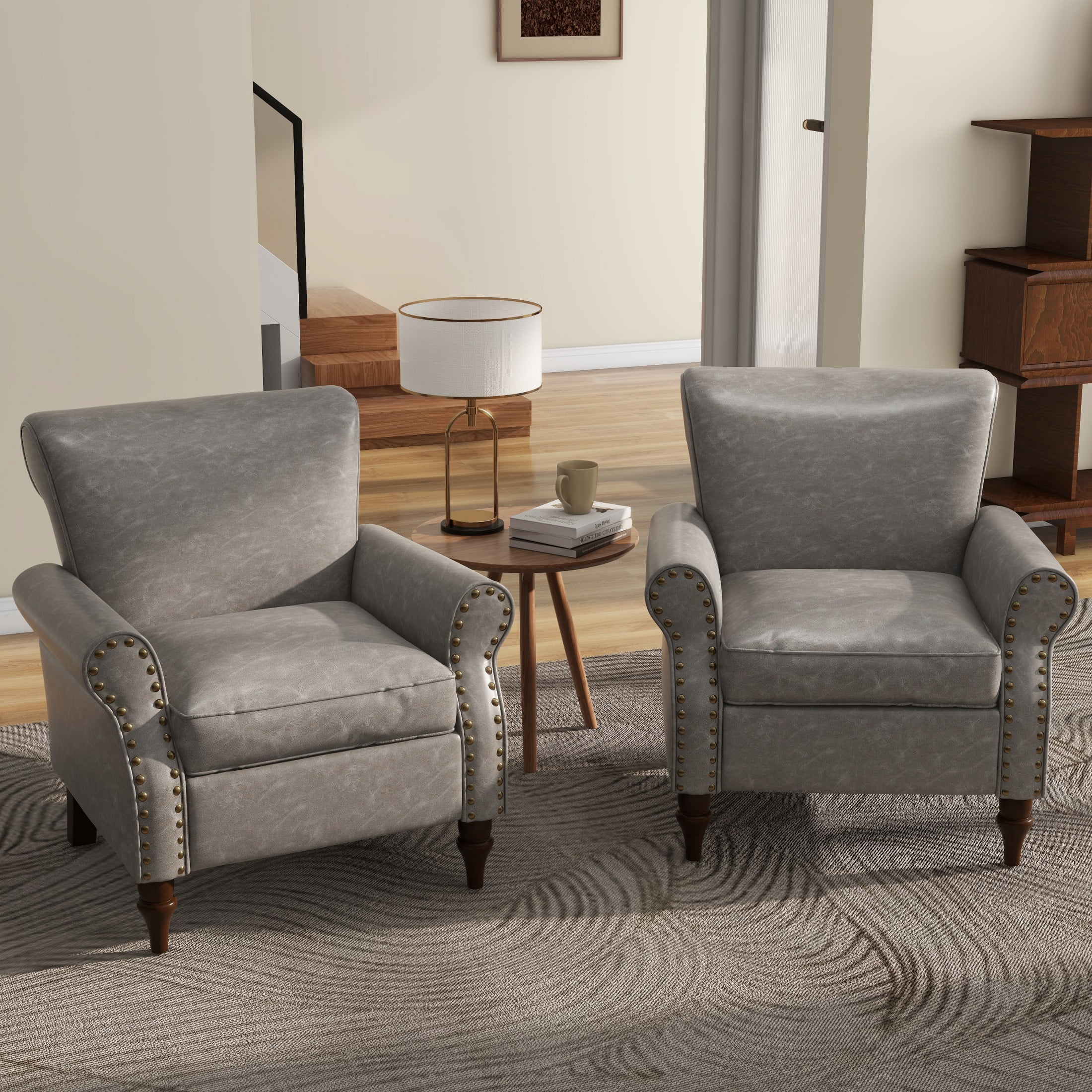 DREAMSIDEA Accent Chairs Upholstered Pattern Morden Armchair Comfy Linen Fabric Single Sofa for Living Room, Pattern White - Image 21