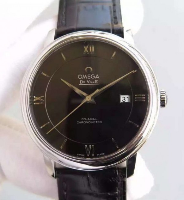Replica Omega MKF De Ville 39.5mm SS Black Dial Blue Leather Strap A8500 - Top club