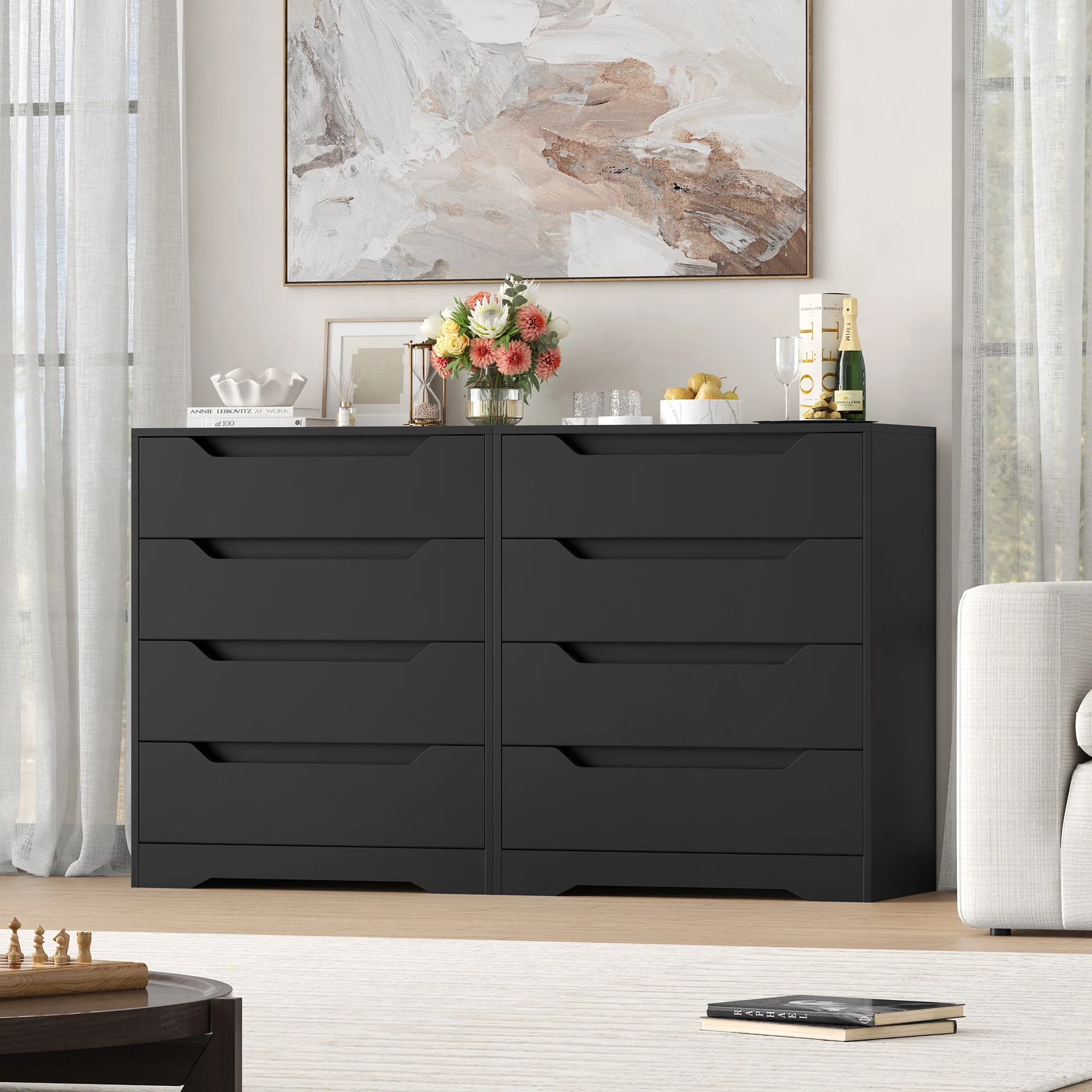 Homfa 4 Large Drawers Dresser, Modern Wood Chest of Drawers for Bedroom Hallway Living Room, White - Image 22