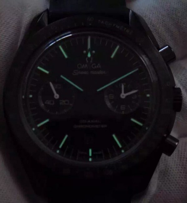 Replica Omega Speedmaster Moonwatch Co-Axial Chronograph Pitch Black Leather A9300 - Top club