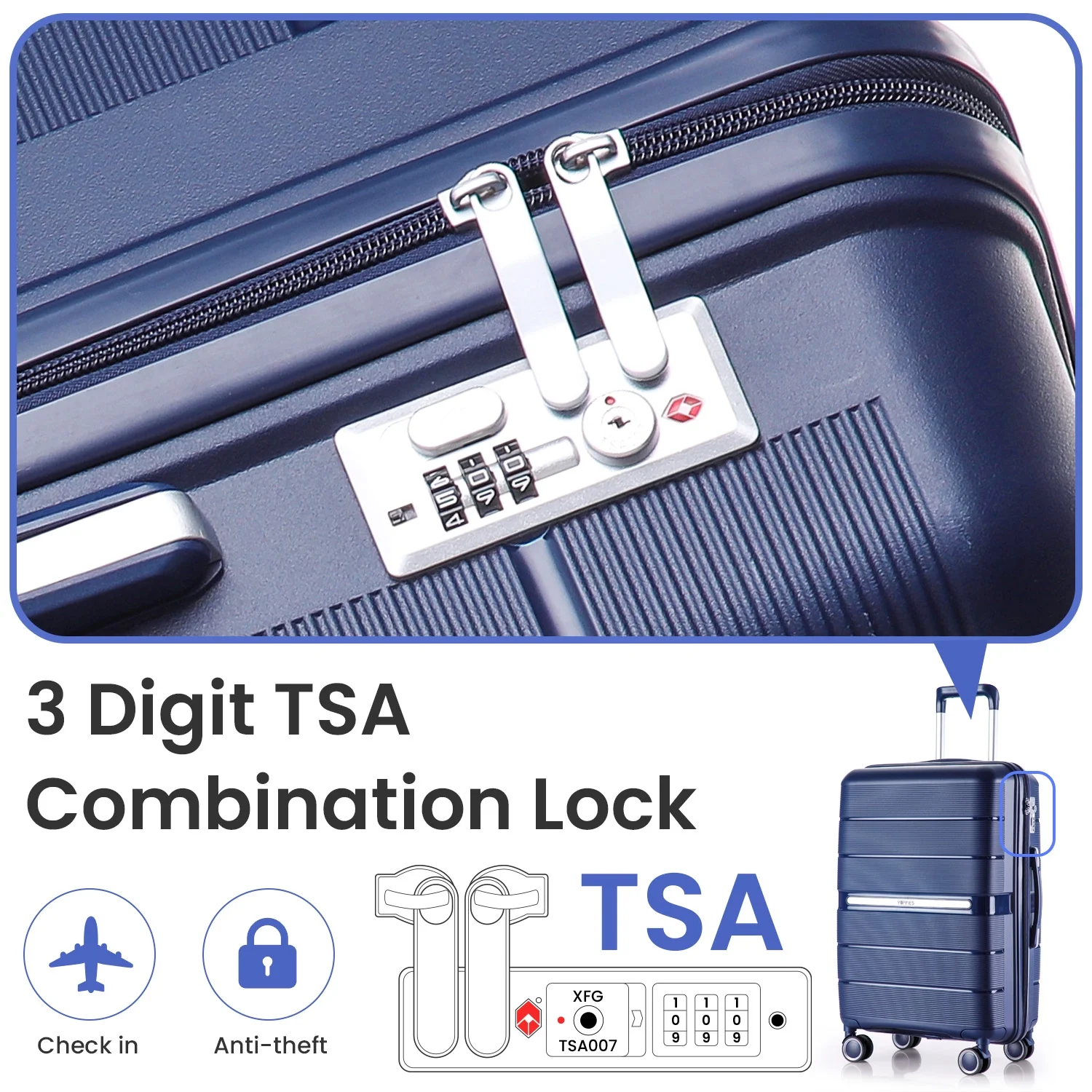 4 Piece Luggage Set, Expandable Lightweight Suitcase Set, PP Materials Travel Luggage with TSA Lock Spinner Wheels, White (14/20/24/28) - Image 38
