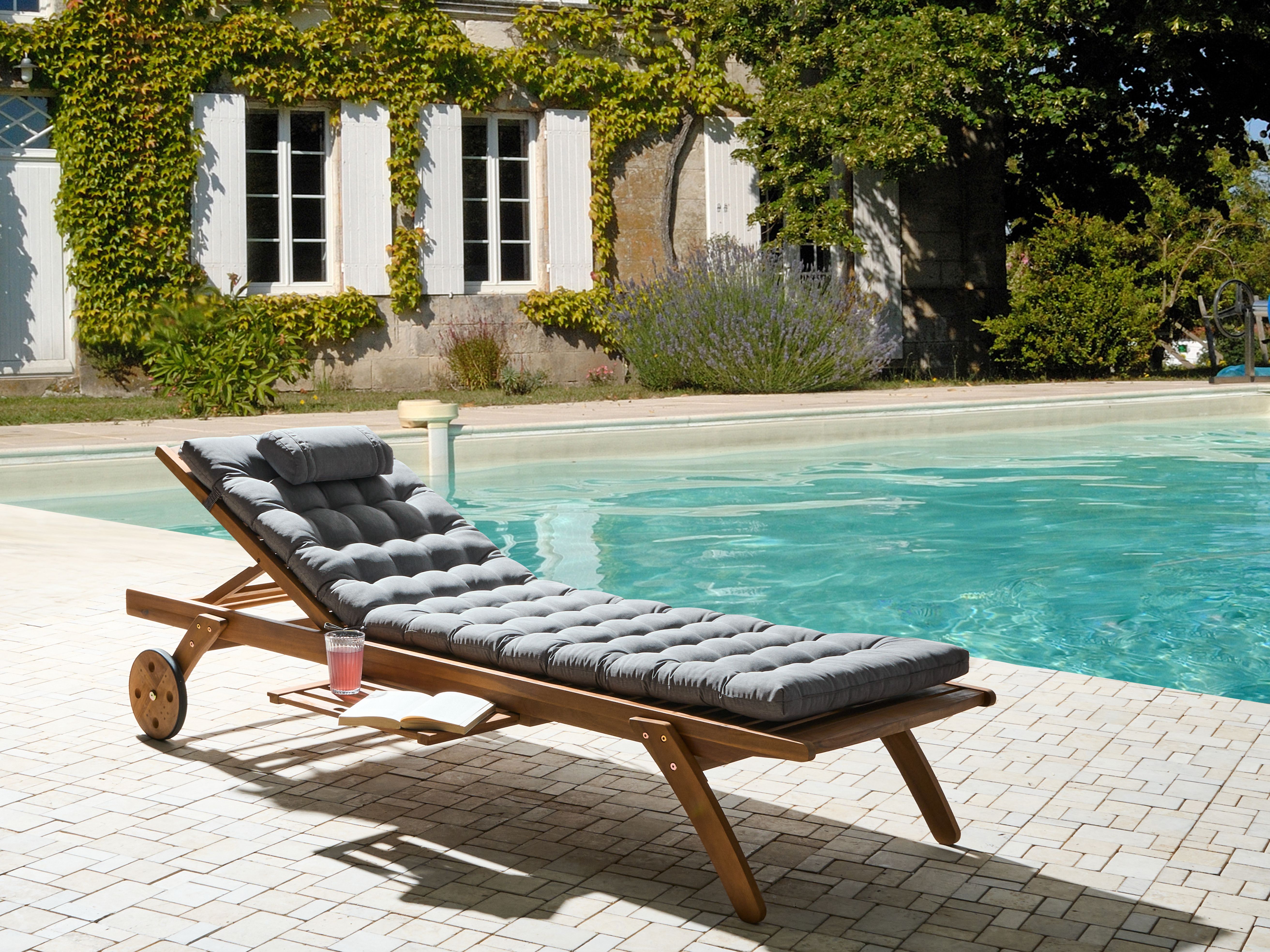 Sun Lounger Pad Cushion CESANA PREMIUM Grey Melange
