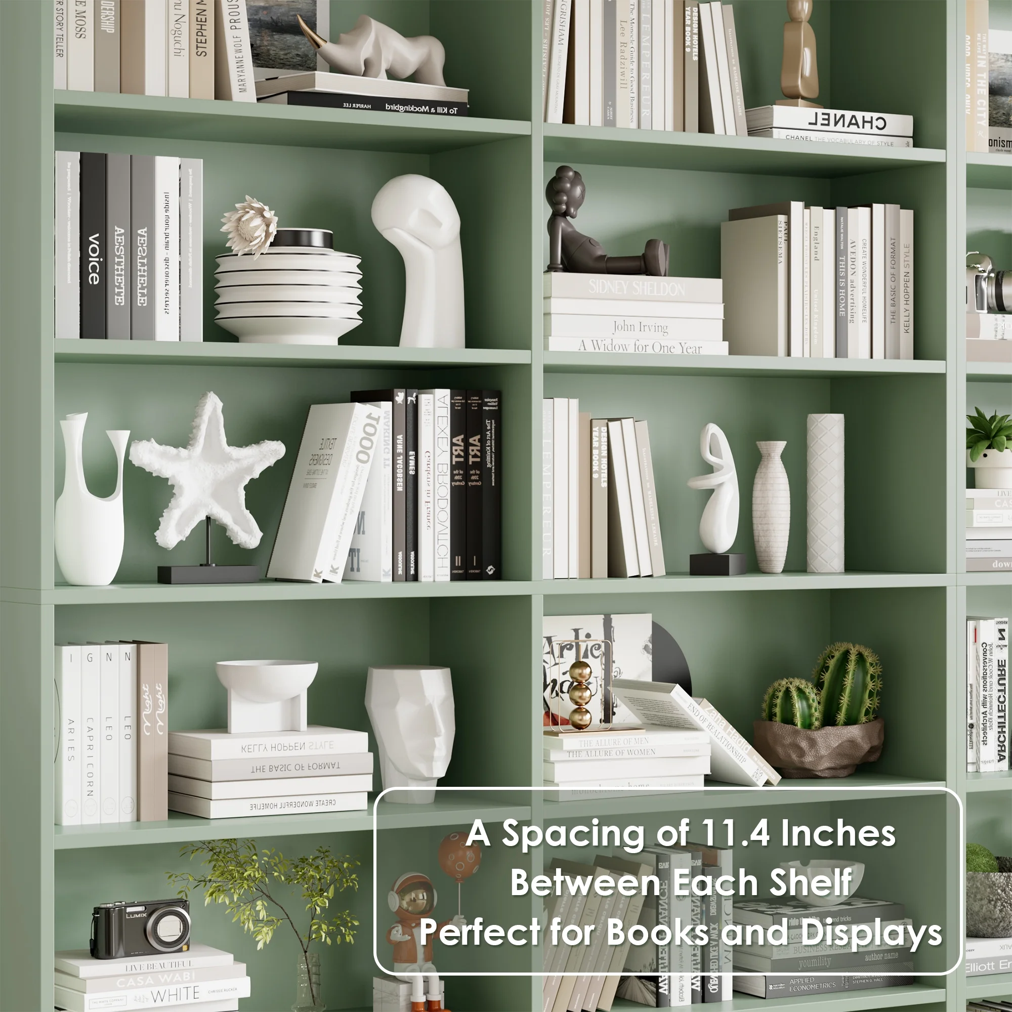 Homfa 74.3�� Double Wide 6-Tier Bookcase, Extra Large Wooden Freestanding Display Bookshelf for Home Office Living Room, White - Image 30