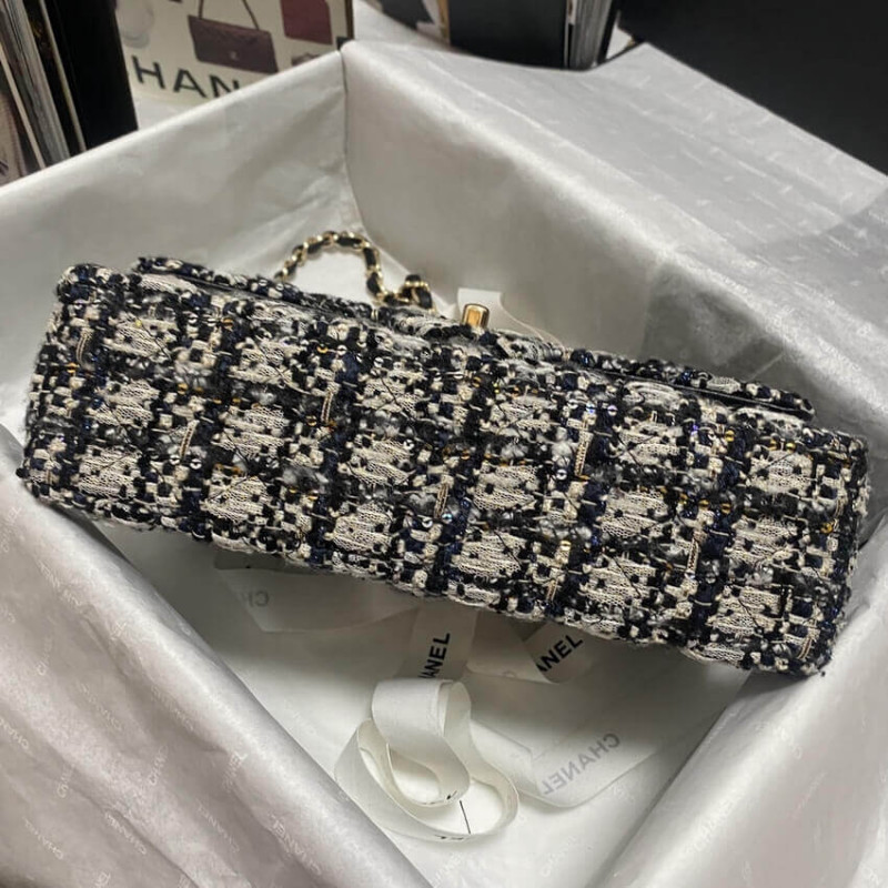 Replica Chanel Classic Flap Bag In Black/Beige Glittered Tweed 1112