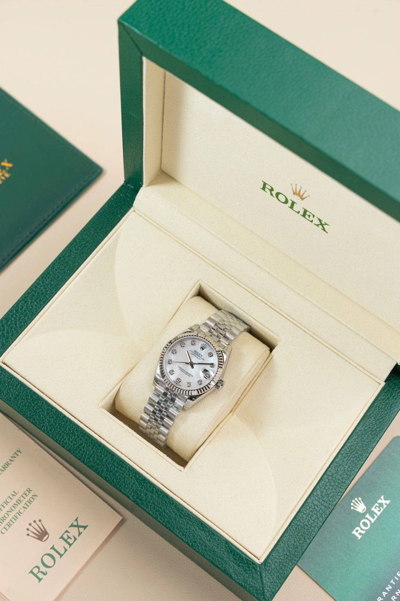 Rolex DateJust Lady Fake Watch Dial Mother Of Pearl Jubilee Strap 31mm - Elite Watch Atelier