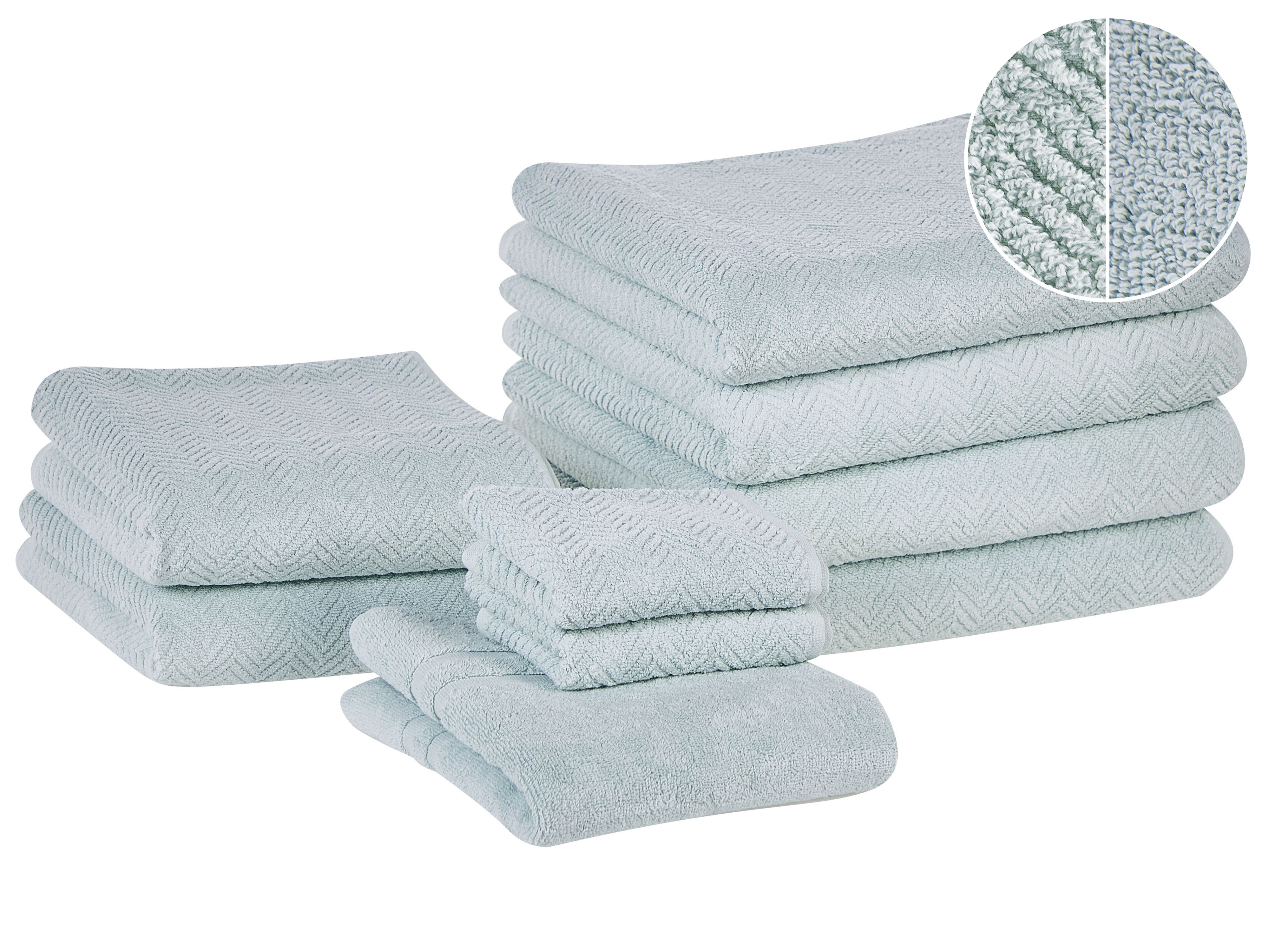Set of 9 Towels MITIARO Terry Cotton Mint Green