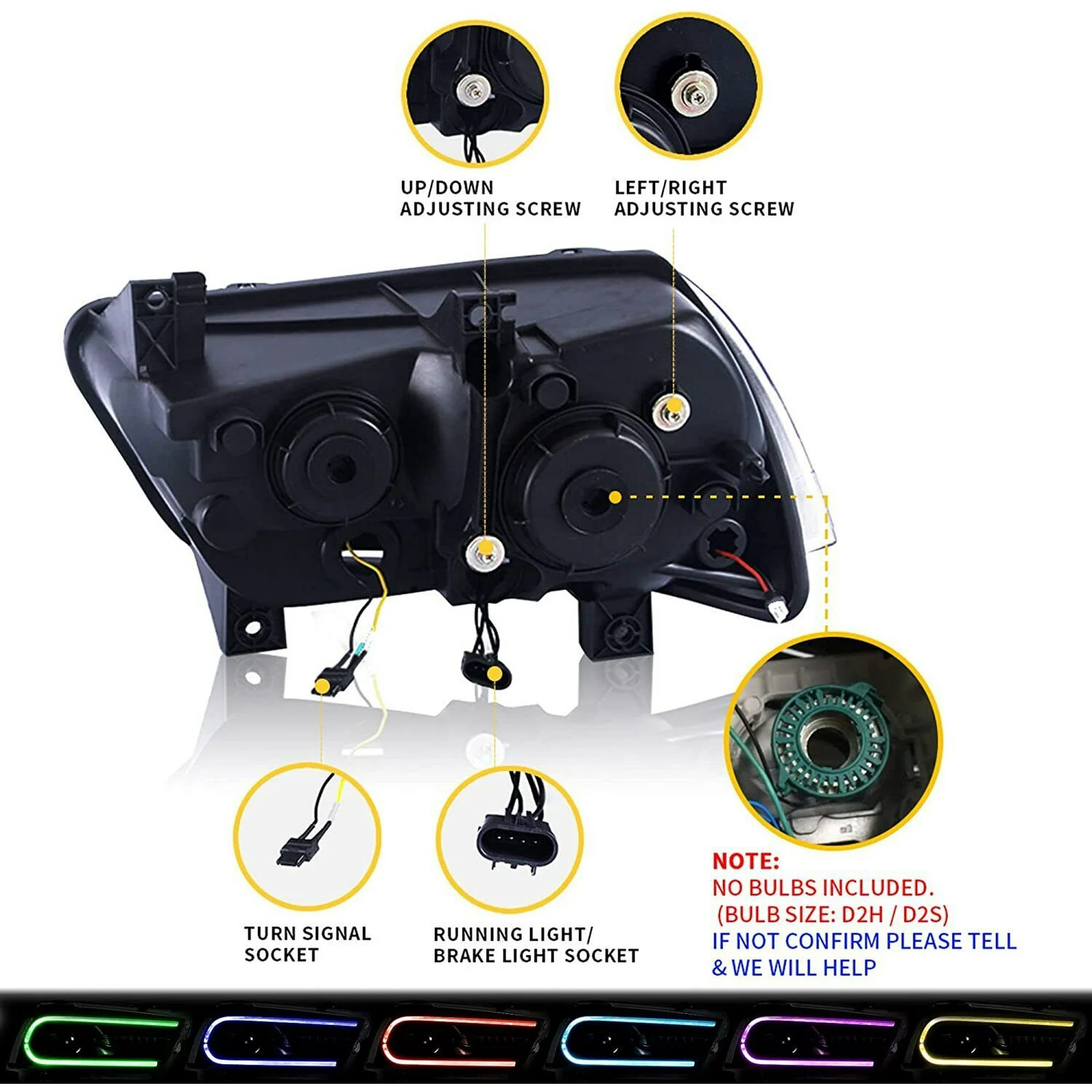VLAND for Dodge Charger 2011 2012 2013 2014 Dual Beam Projector Headlights Replacement Assembly - Image 49