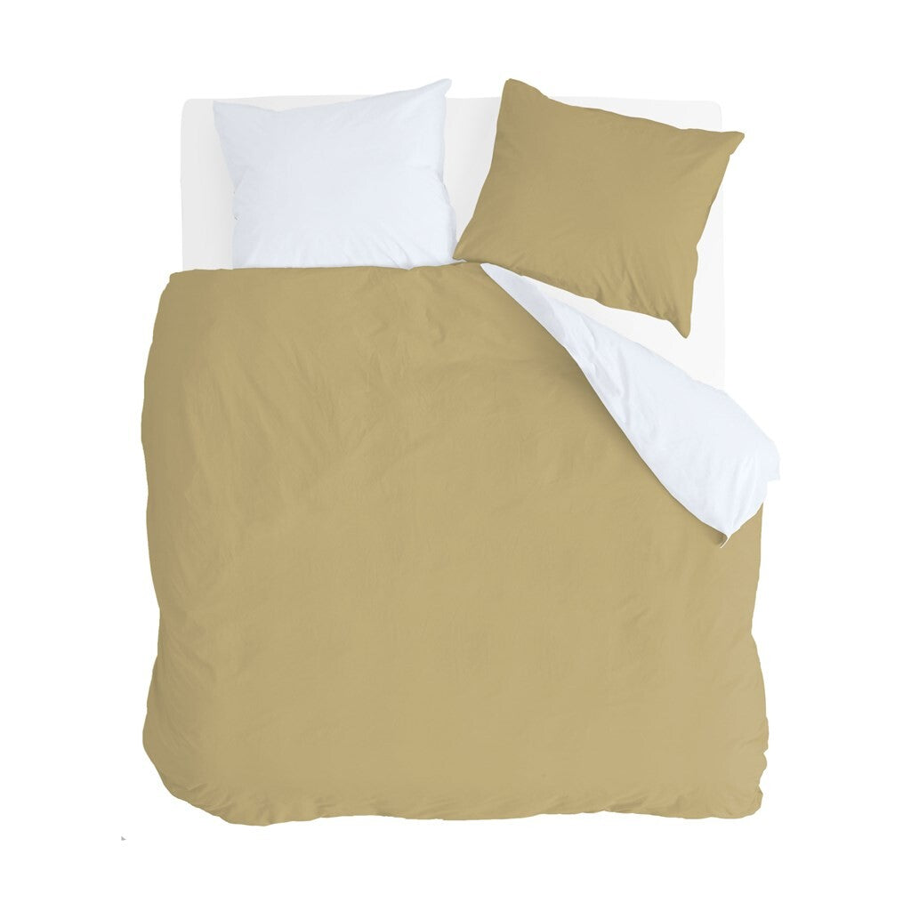 Byrklund - Dekbedovertrek Side Way - 240x220 - Okergeel   Wit