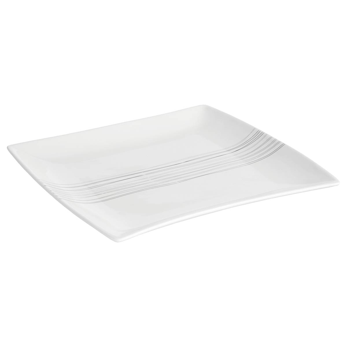Set of 6 Dessert Plates "Lines" 20x20 cm, White
