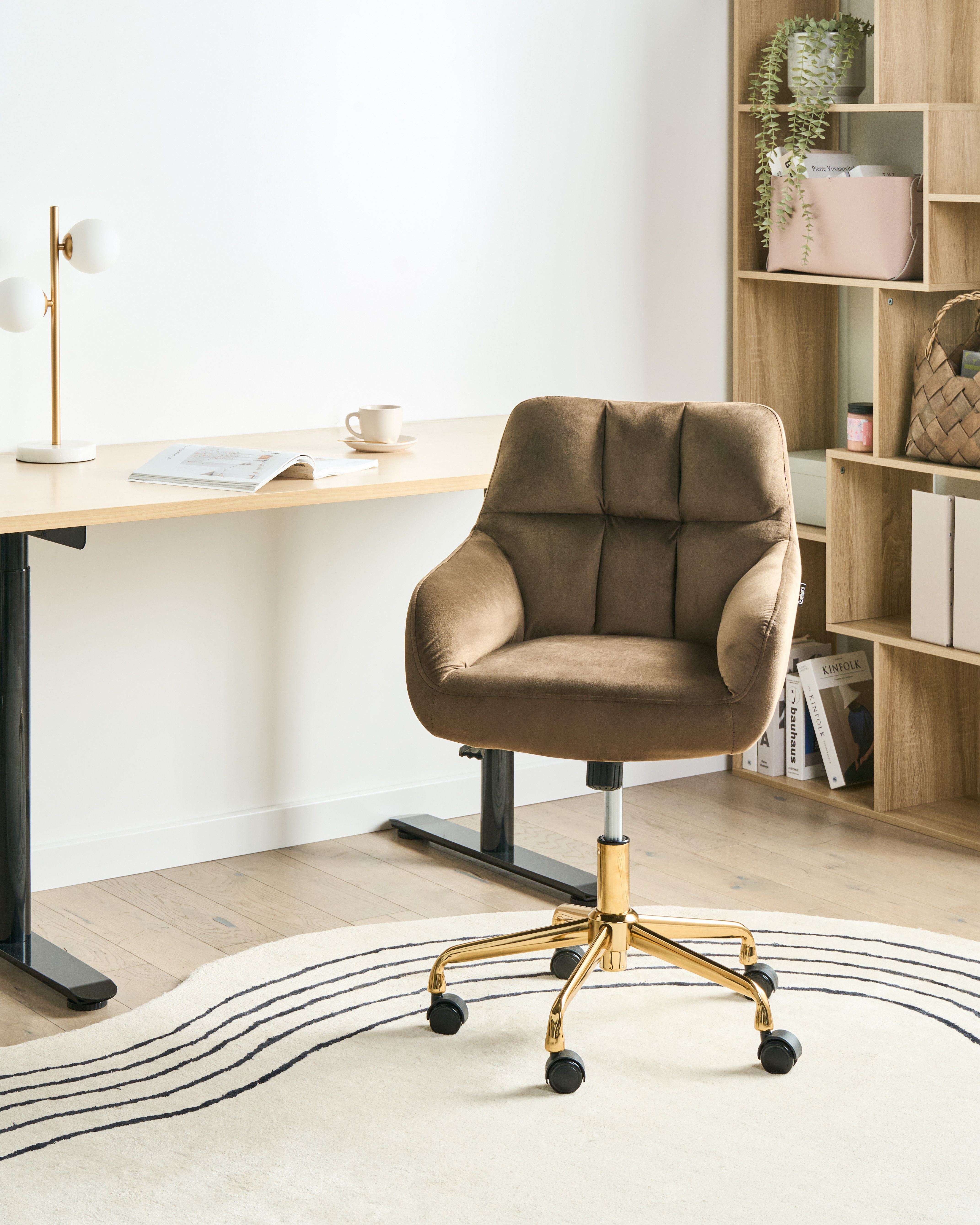 Desk Chair PALMDALE Velvet Brown
