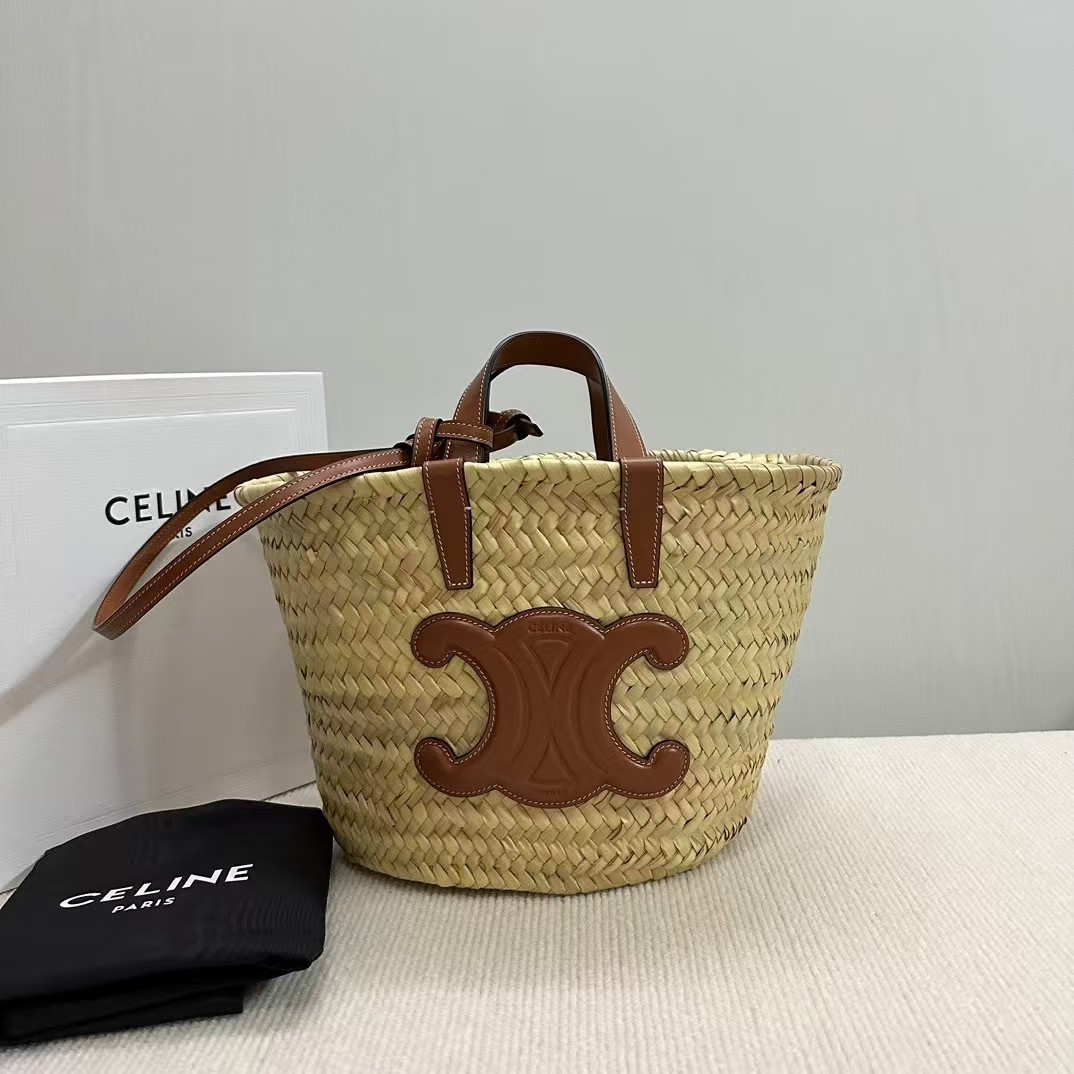 CELINE Palm Leaves Basket Bag
