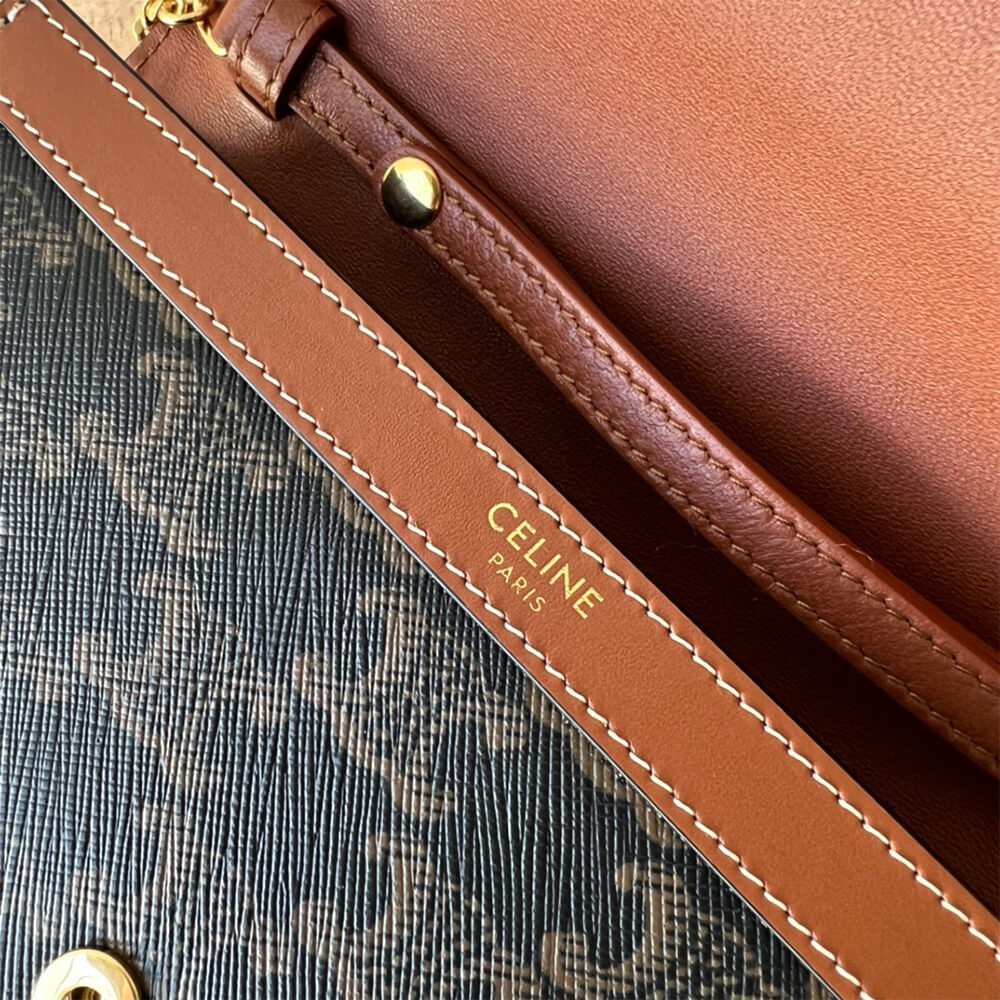 CELINE WALLET ON CHAIN MARGO in TRIOMPHE CANVAS and calfskin(High-end Grade)1:1High-quality replica