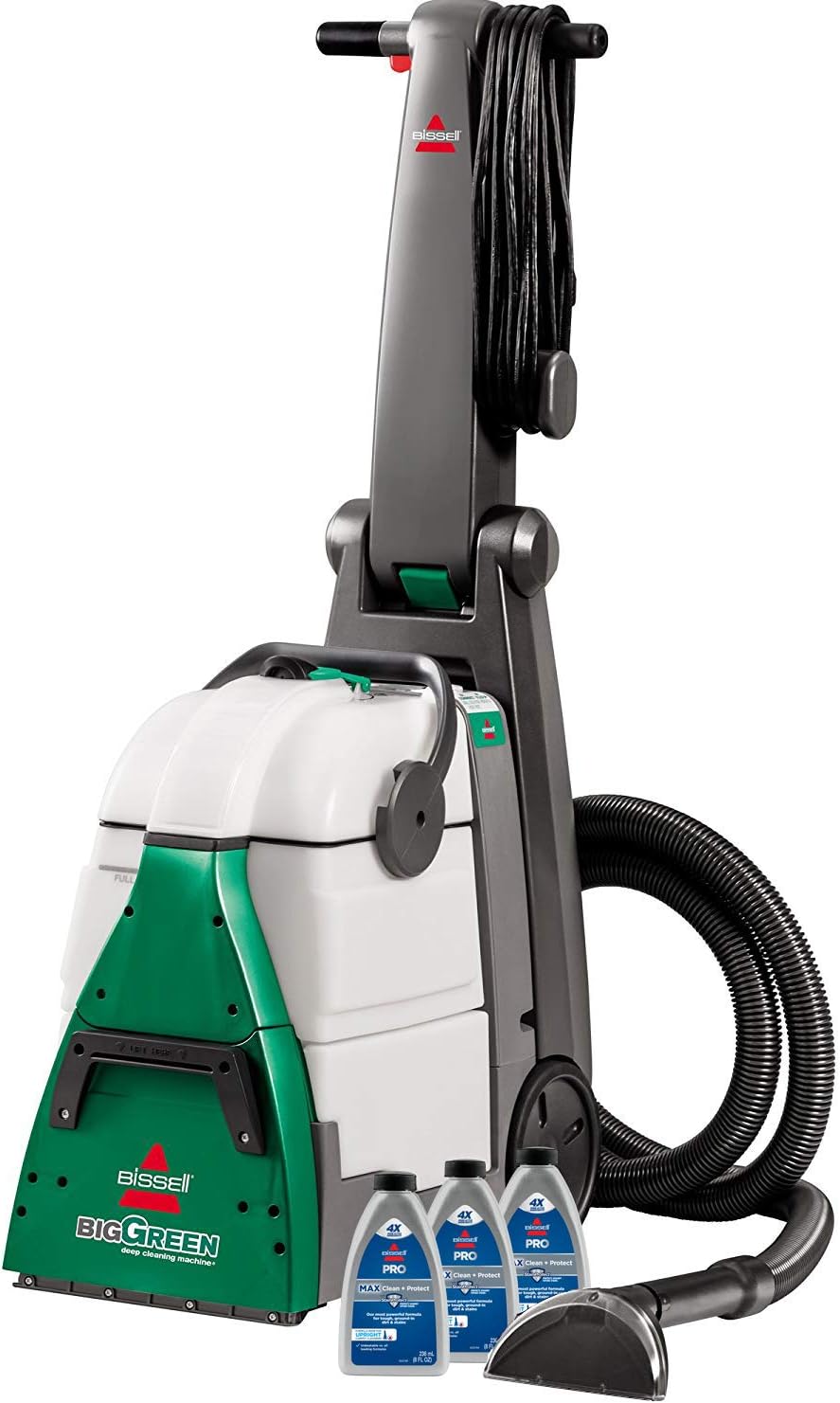 BISSELL® Big Green® Professional Carpet Cleaner with XL DirtLifter PowerBrush, 9-inch Long Reach Hose, 6-inch Tough Stain Tool, Includes BISSELL PRO MAX Formula with Stain Protect Technology