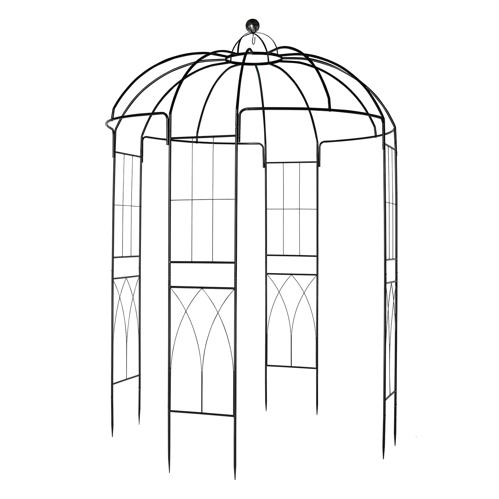 IVV Birdcage Shape Garden Arch, 8.9'Hx6.8'Dia, Pergola Plant Climbing Trellis Arbor Heavy Duty Metal Gazebo Garden Arch for Outdoor Arbor Climbing Plants Backyard Patio Wedding Ceremony, Black