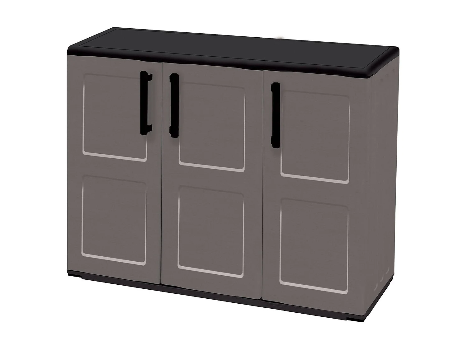 Armoire d'extérieur Gesves, Armoire de balcon polyvalente, Armoire d'extérieur 3 portes, 100% Made in Italy, 102x37h84 cm, Gris et Noir, Finition à carreaux