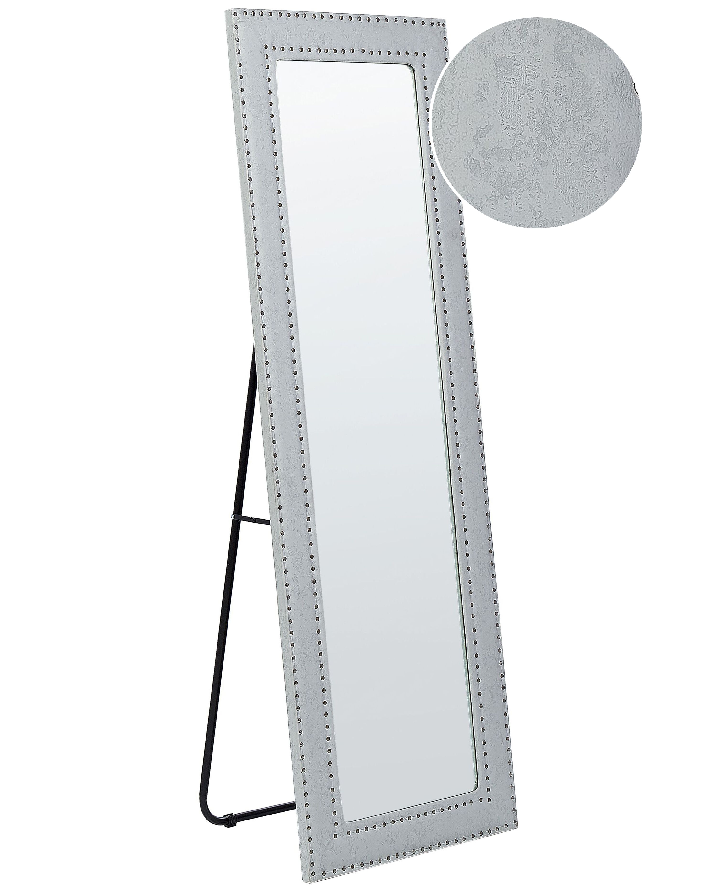 Standing Mirror LOCRONAN 150 cm Faux Leather Light Grey