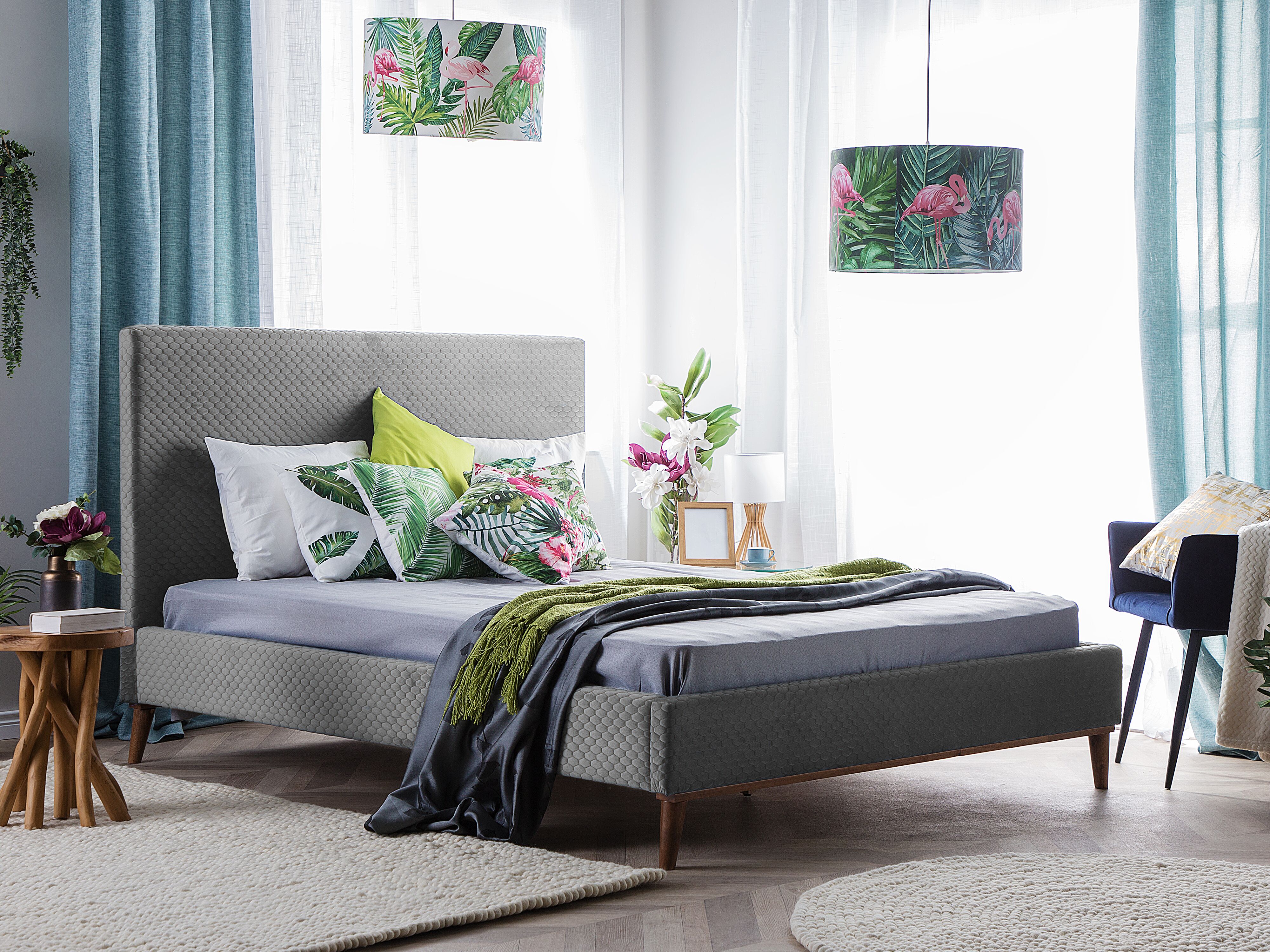 Bed Velvet BAYONNE 140 x 200 cm (EU Double) Light Grey
