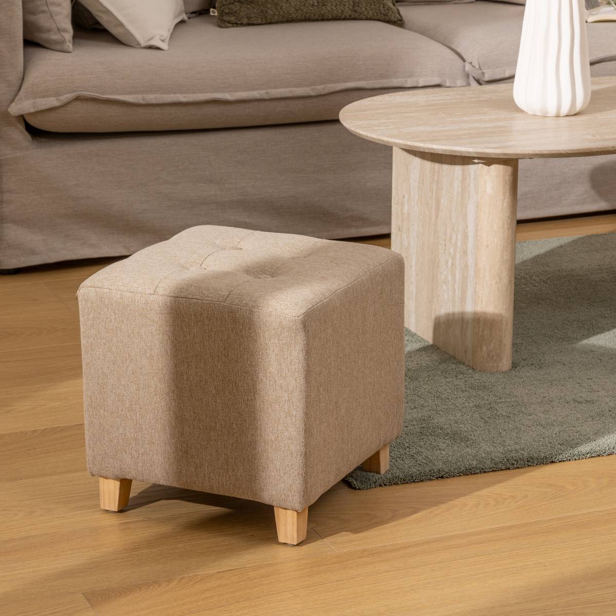 Pouf "Leandre" Pine, Beige, 35x35x35 cm