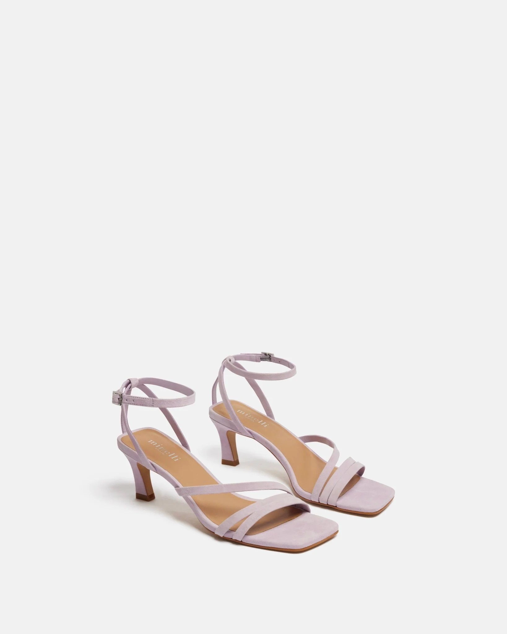 SANDALES KITANA/VEL - En cuir velours à talons lilas