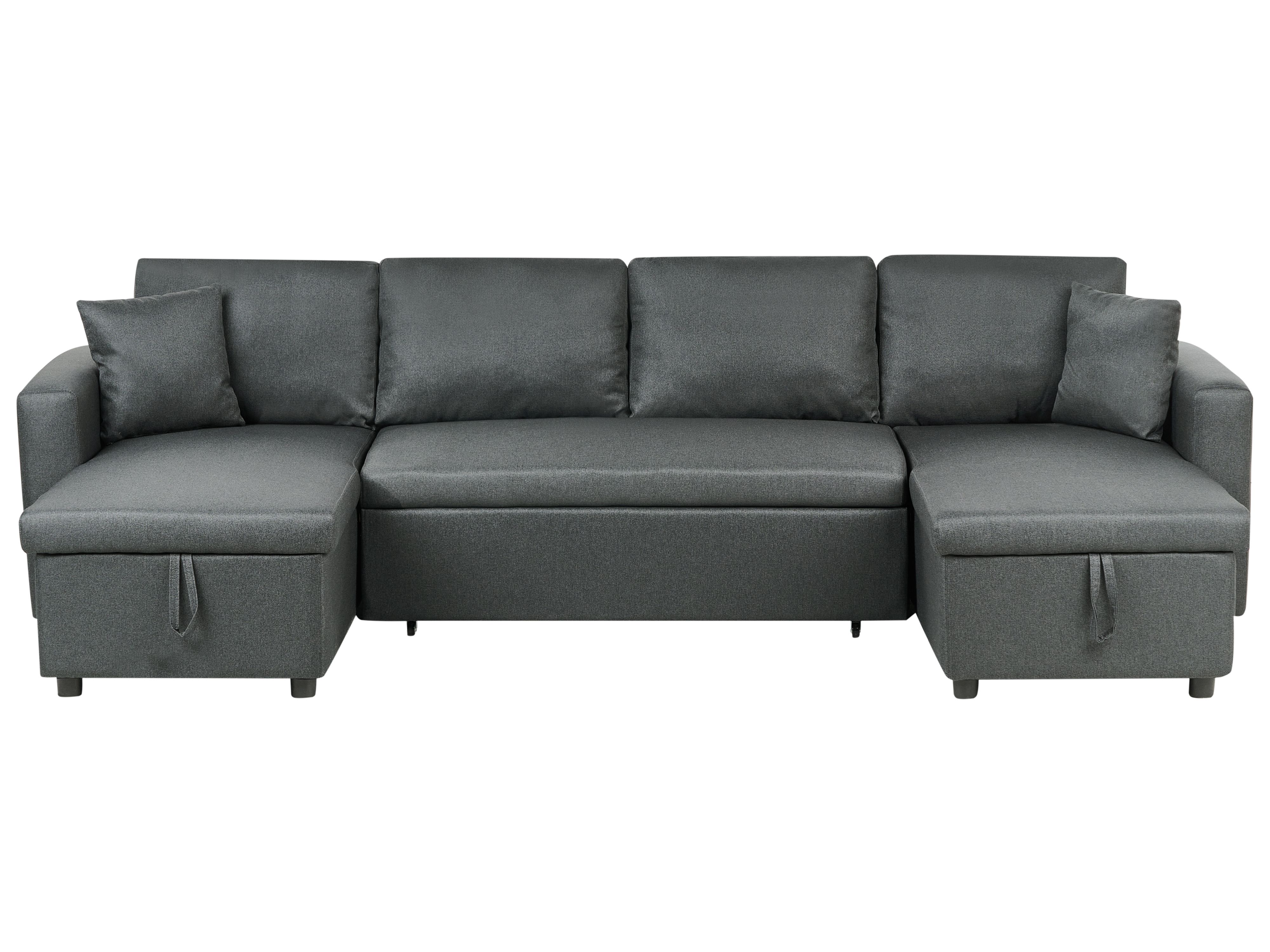 U-Shape Sofa Bed 5 Seater SOMMEN Fabric Dark Grey with Storage