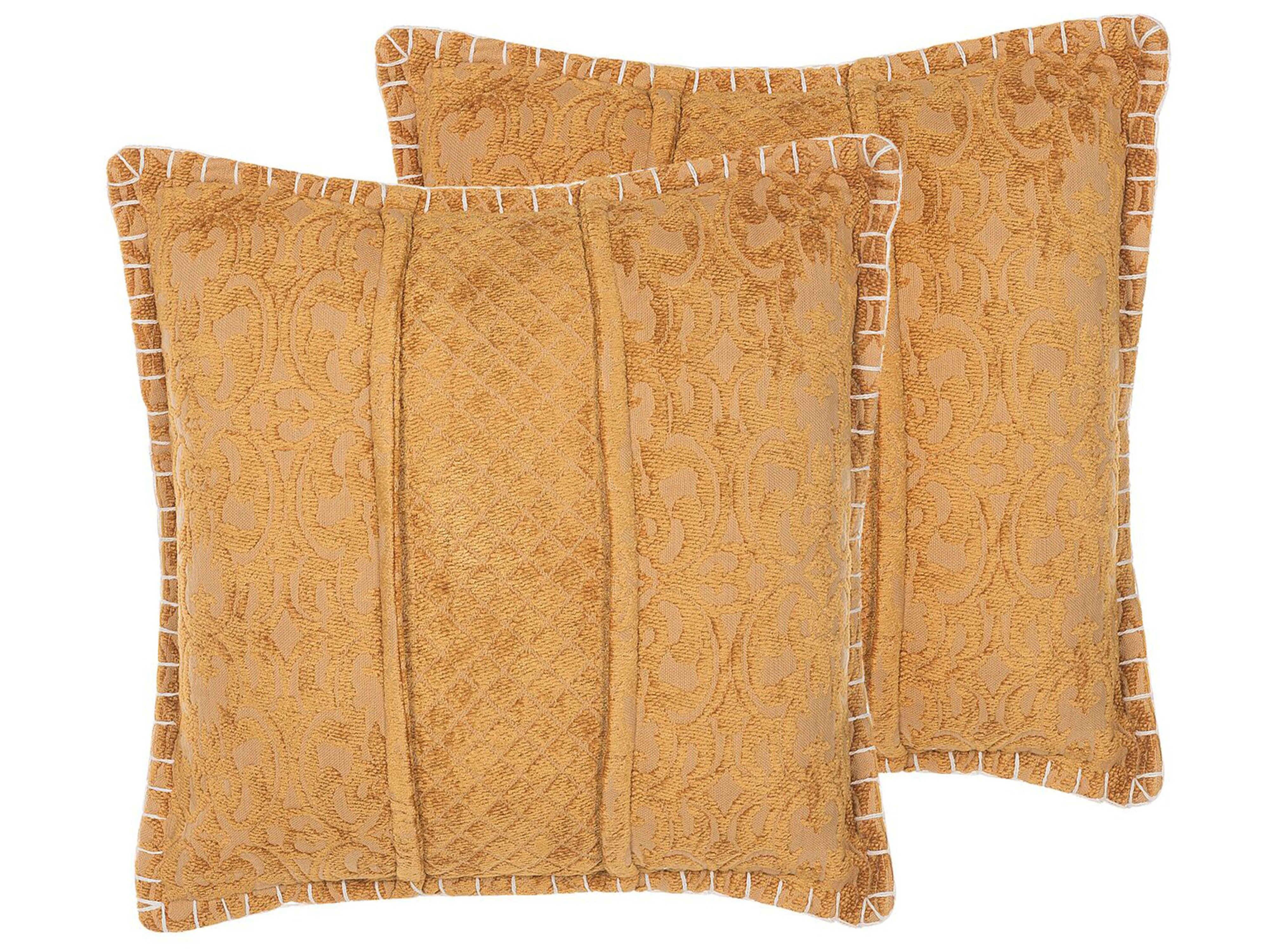 Set of 2 Decorative Cushions KAVALAM 45 x 45 cm Mustard Solid