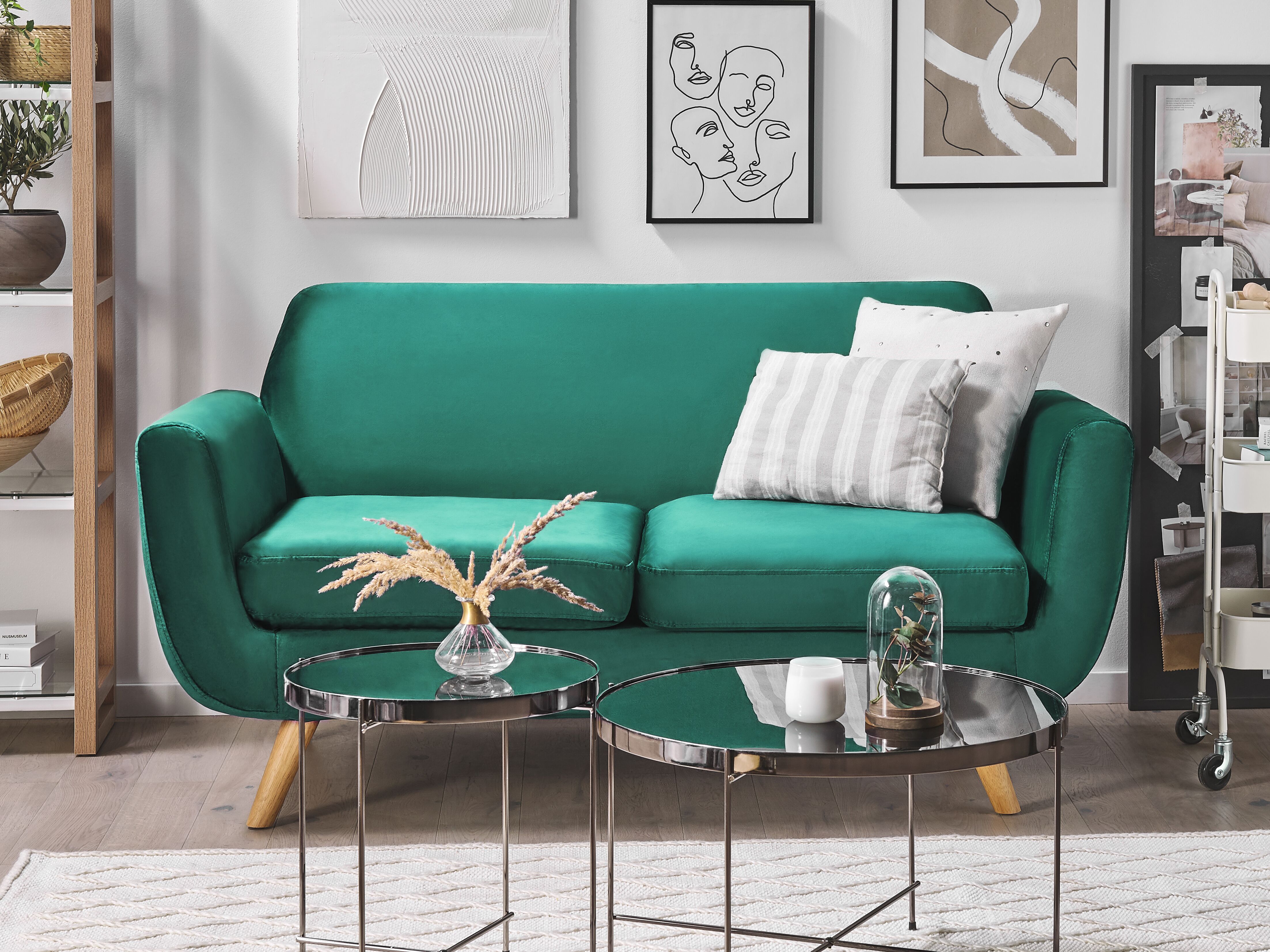 2 Seater Sofa Cover BERNES Velvet Green