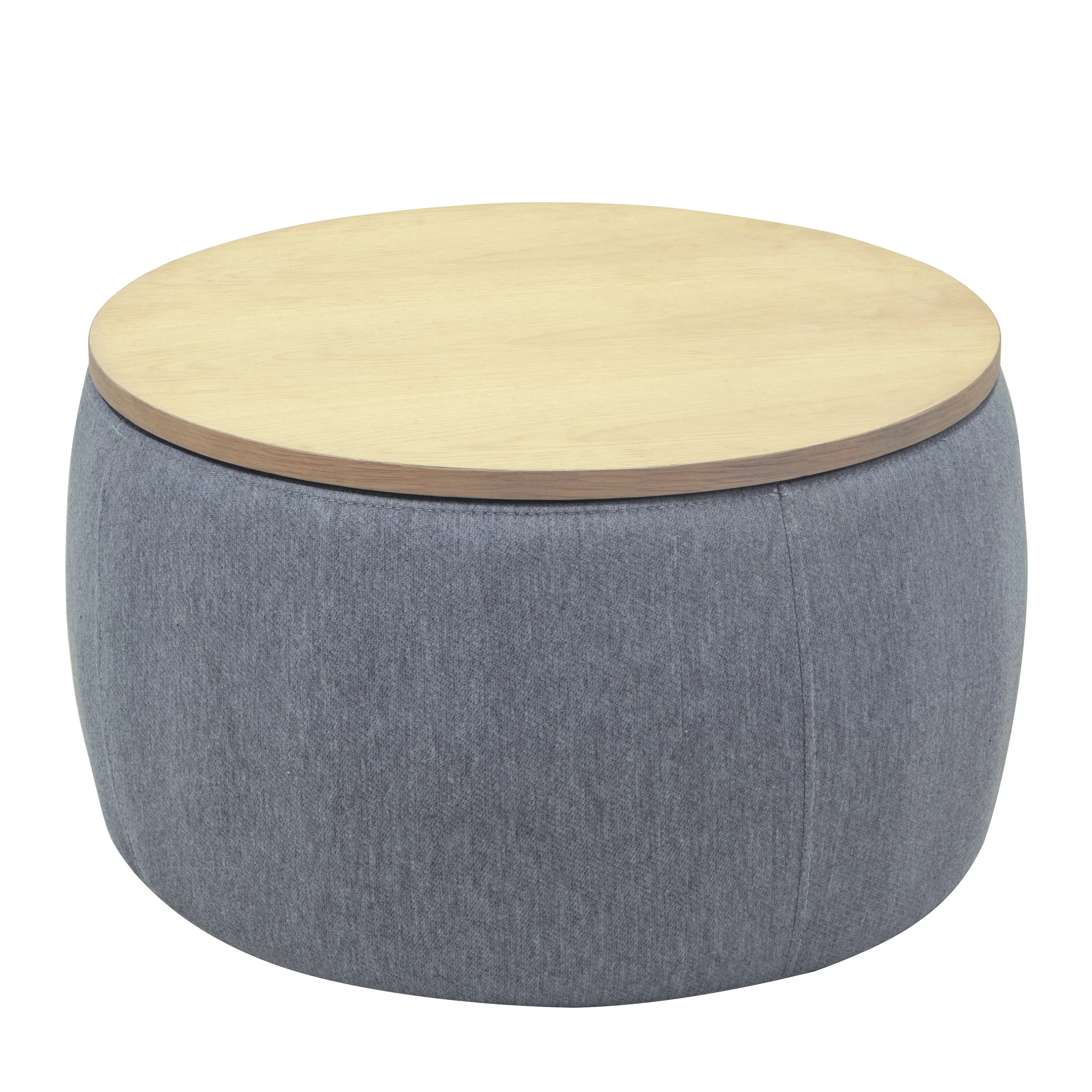 BTMWAYRound Coffee Table, 2 in 1 Round Storage Ottoman with Reversible Lid Tray, Upholstered Round Storage Ottoman Coffee Table with Storage, Footstool End Table for Living Room, Bedroom, Light Gray - Image 11