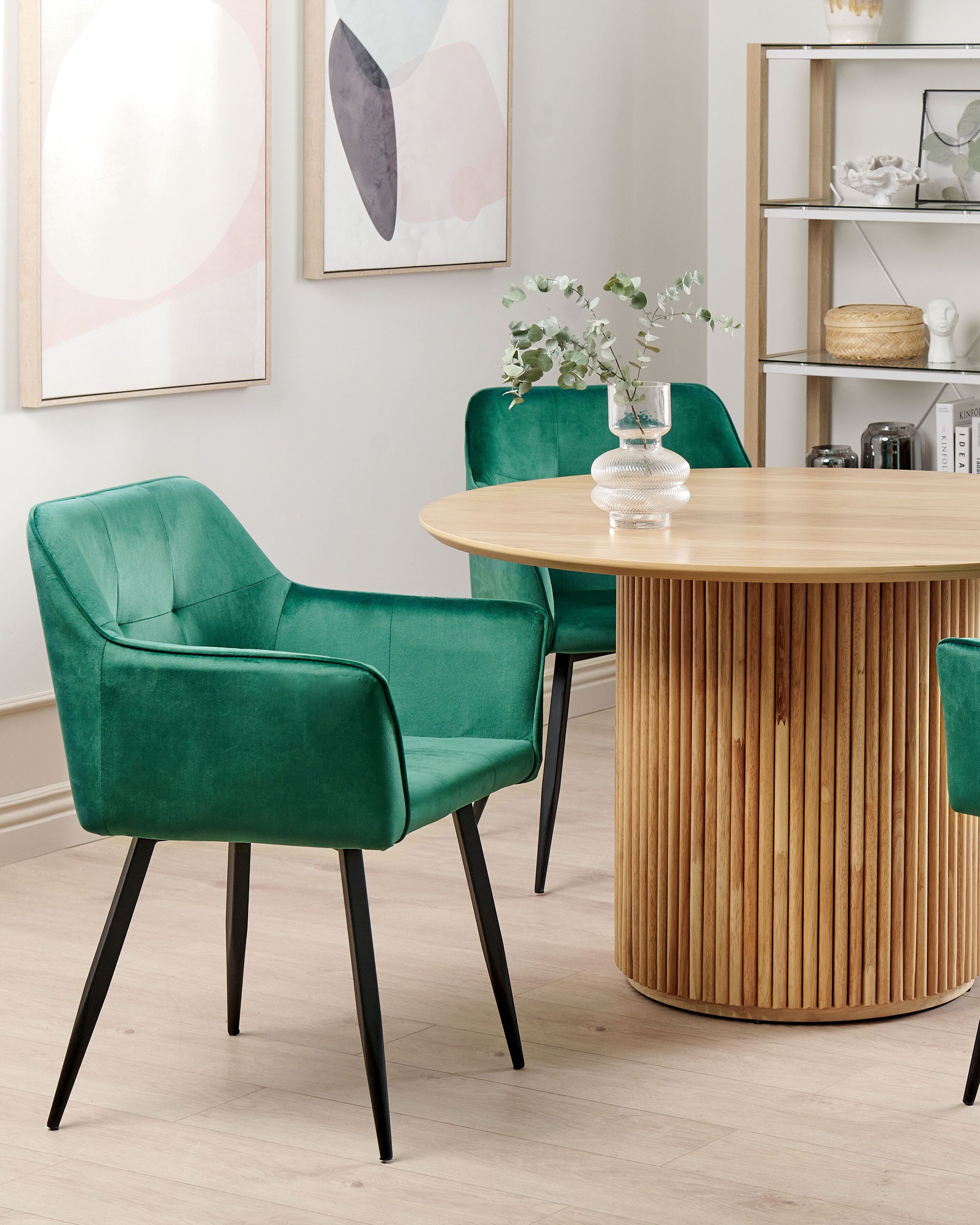 Set of 2 Dining Chairs JASMIN Velvet Emerald Green