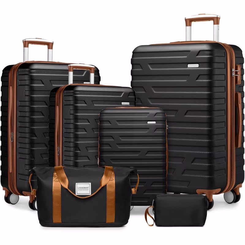 Luggage Sets 6 Piece with Duffel Bags, Hardside Expandable Suitcases with Spinner Wheels TSA Lock, Cream - Image 3