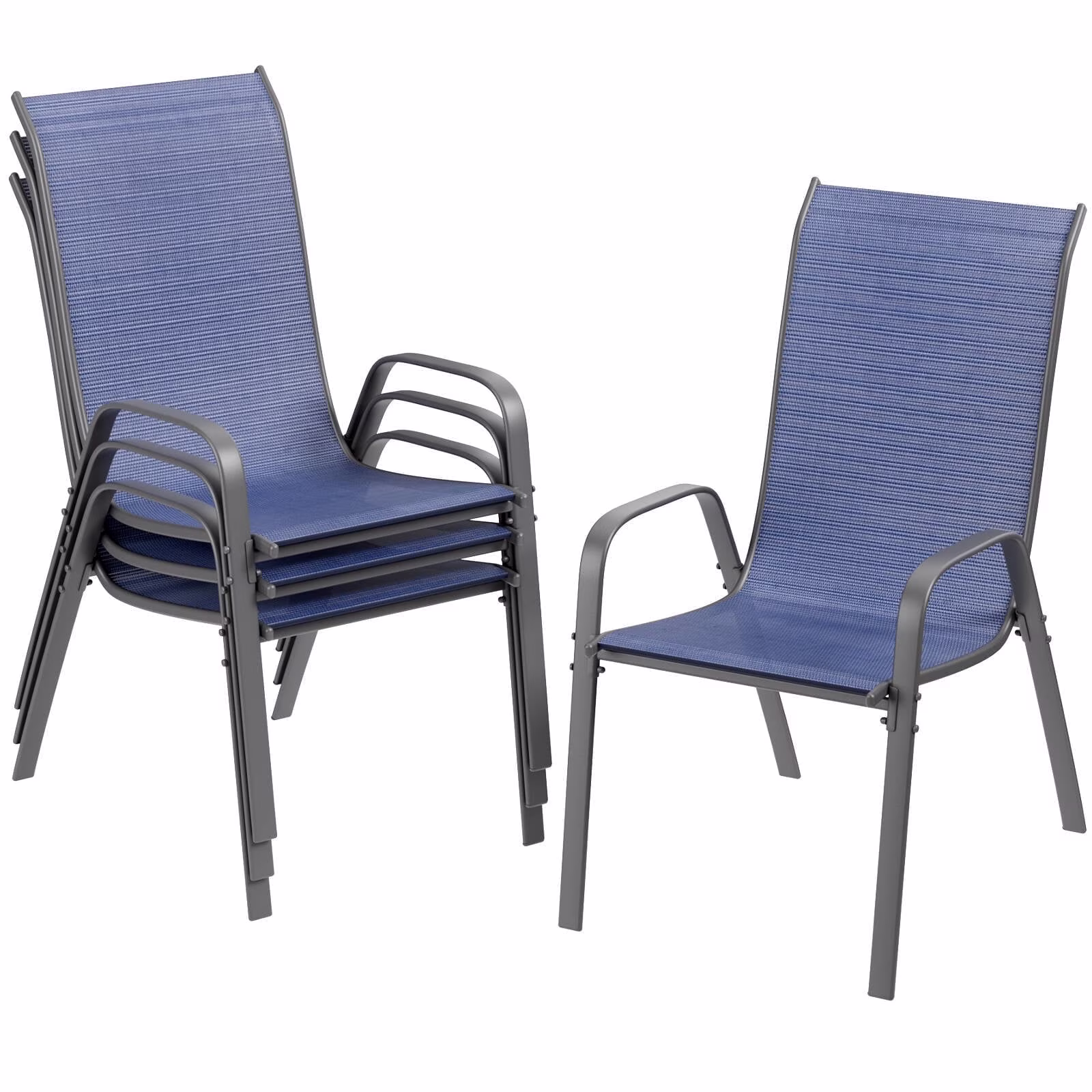 Arlopu 8Pcs Patio Dining Chairs Outdoor Stackable Armrest Chairs for Lawn Garden Backyard - Image 9