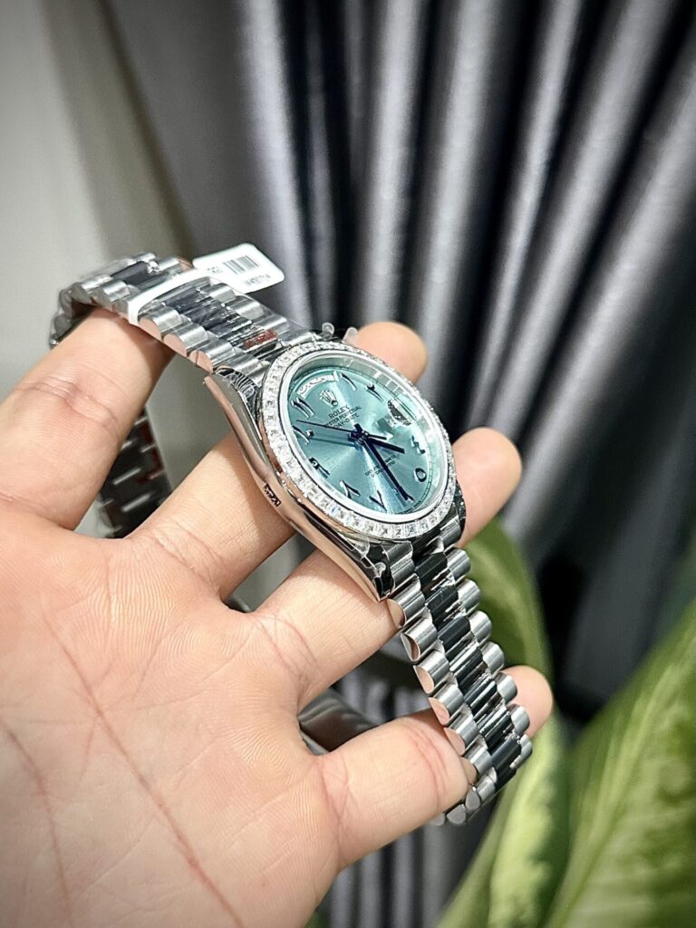 Rolex Day-Date Replica Watch Ice Blue Dial Number Pile Arabic GM Factory 40mm - Top club