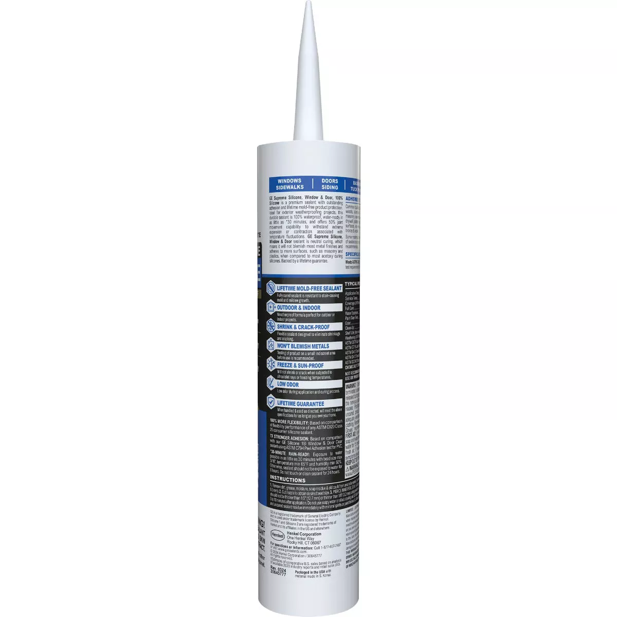 GE Supreme Silicone Window & Door Sealant, White, 10.1 Oz. Cartridge