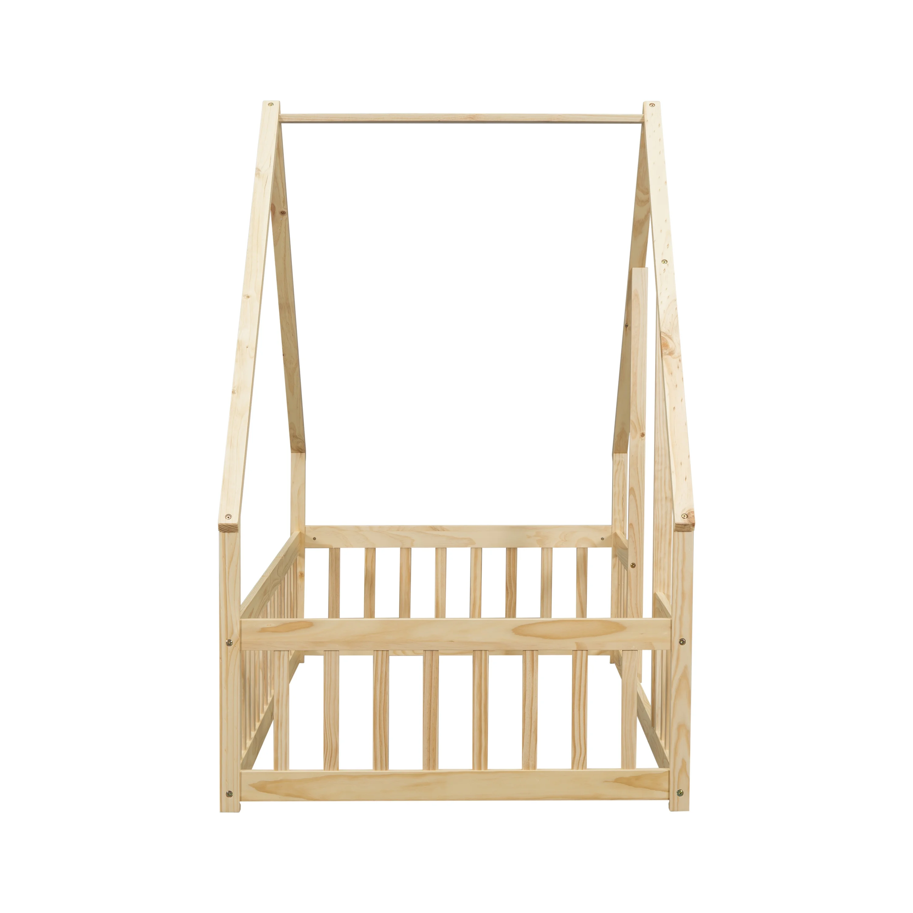 Bellemave Twin Size Floor Bed Frame, Wooden House Bed Twin Size with Fence, Montessori Bed with Guardrails for Bedroom (White) - Image 37