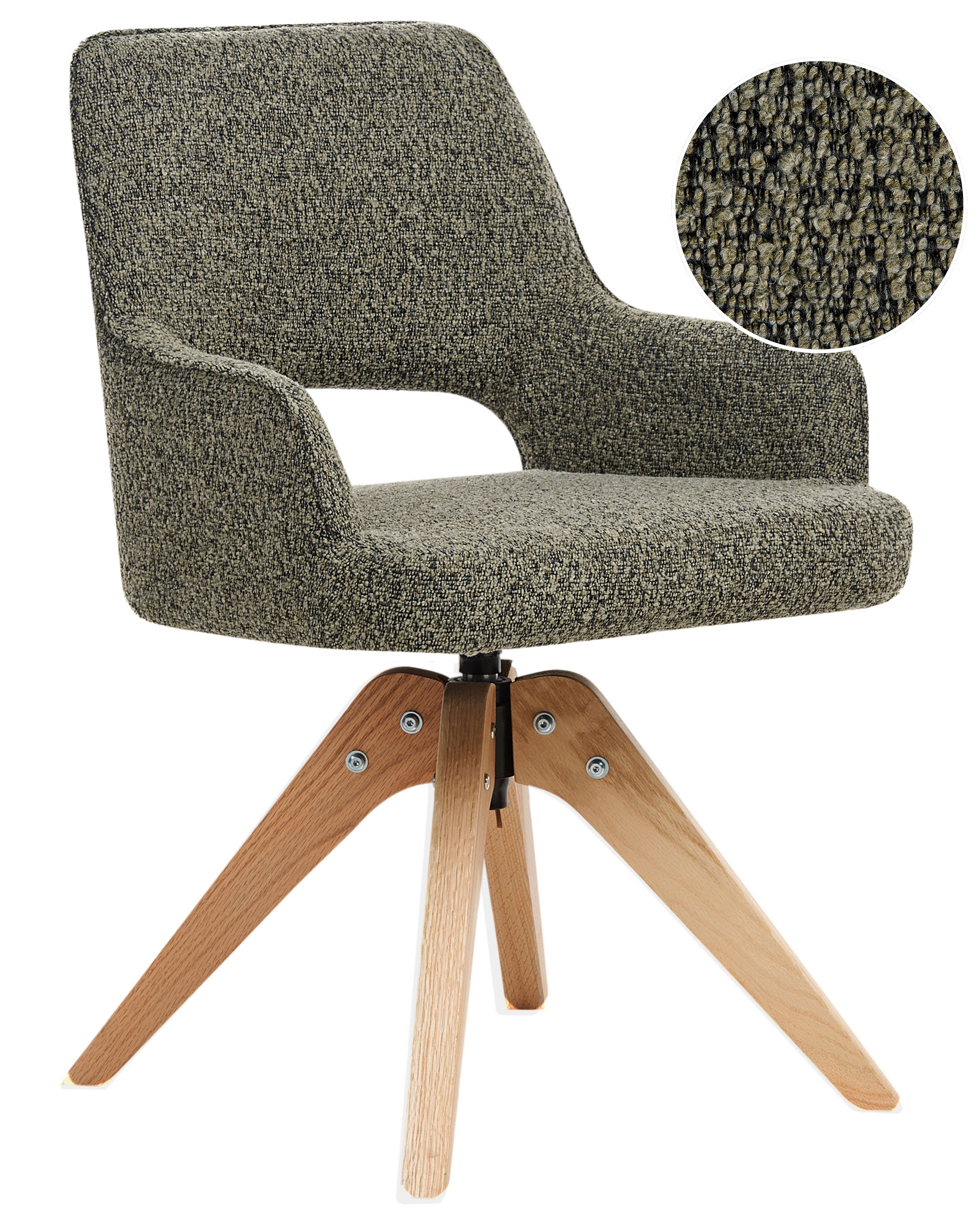 Dining Chair Swivel MORAVIA Boucle Green