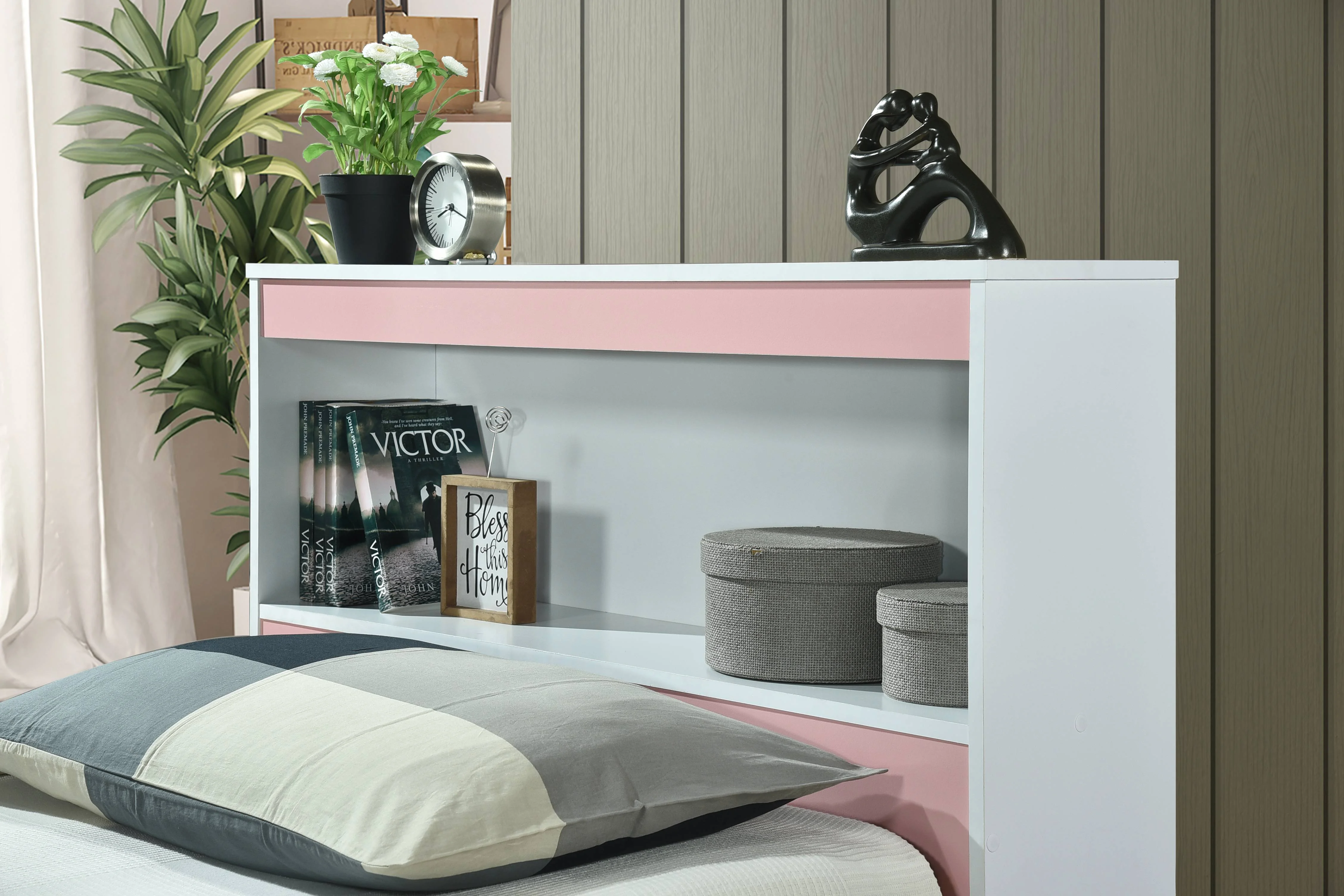 Hodedah Twin-Size Captain Bed with 3-Drawers and Headboard in White - Image 19