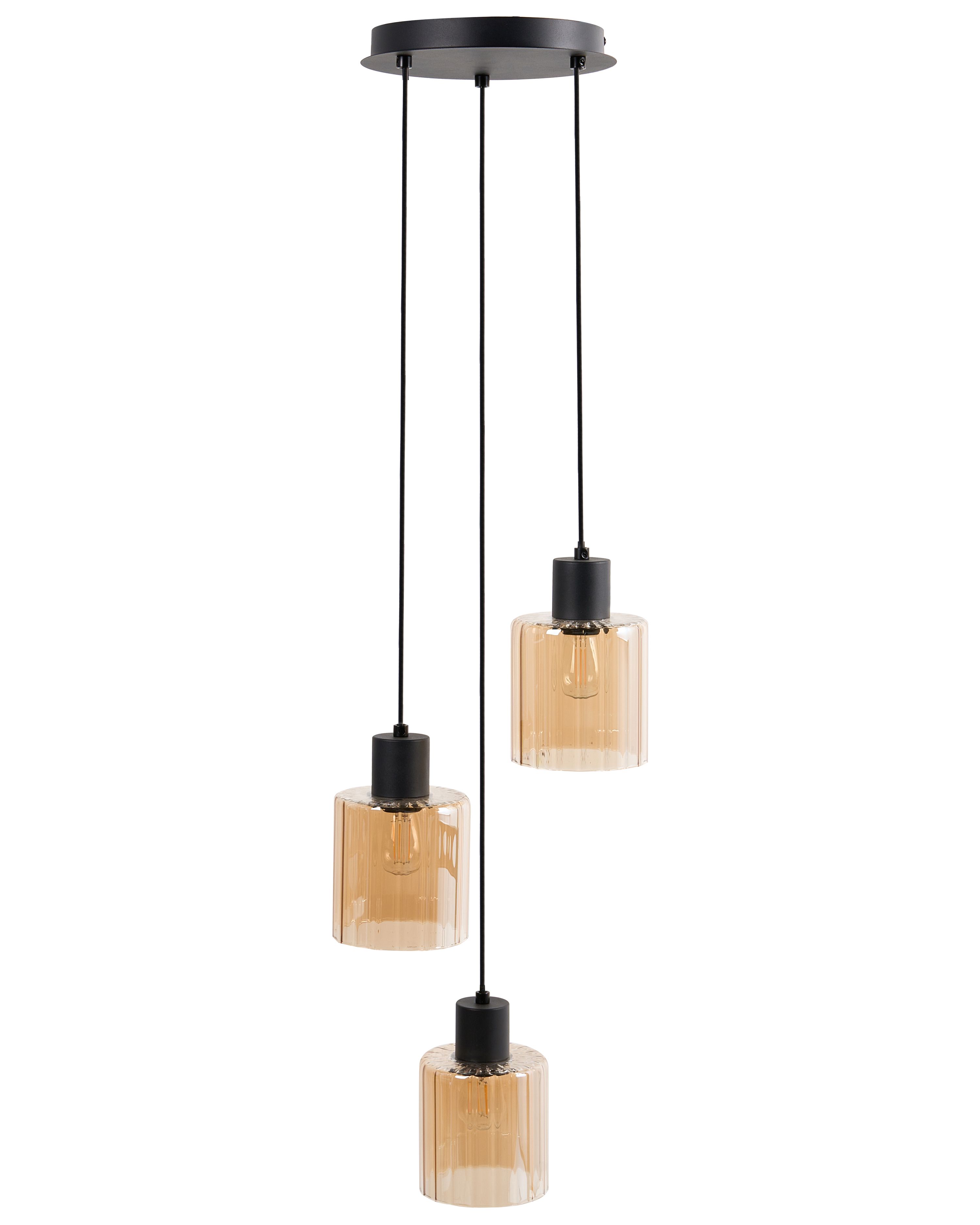 3 Light Pendant Lamp KITARE Glass Beige