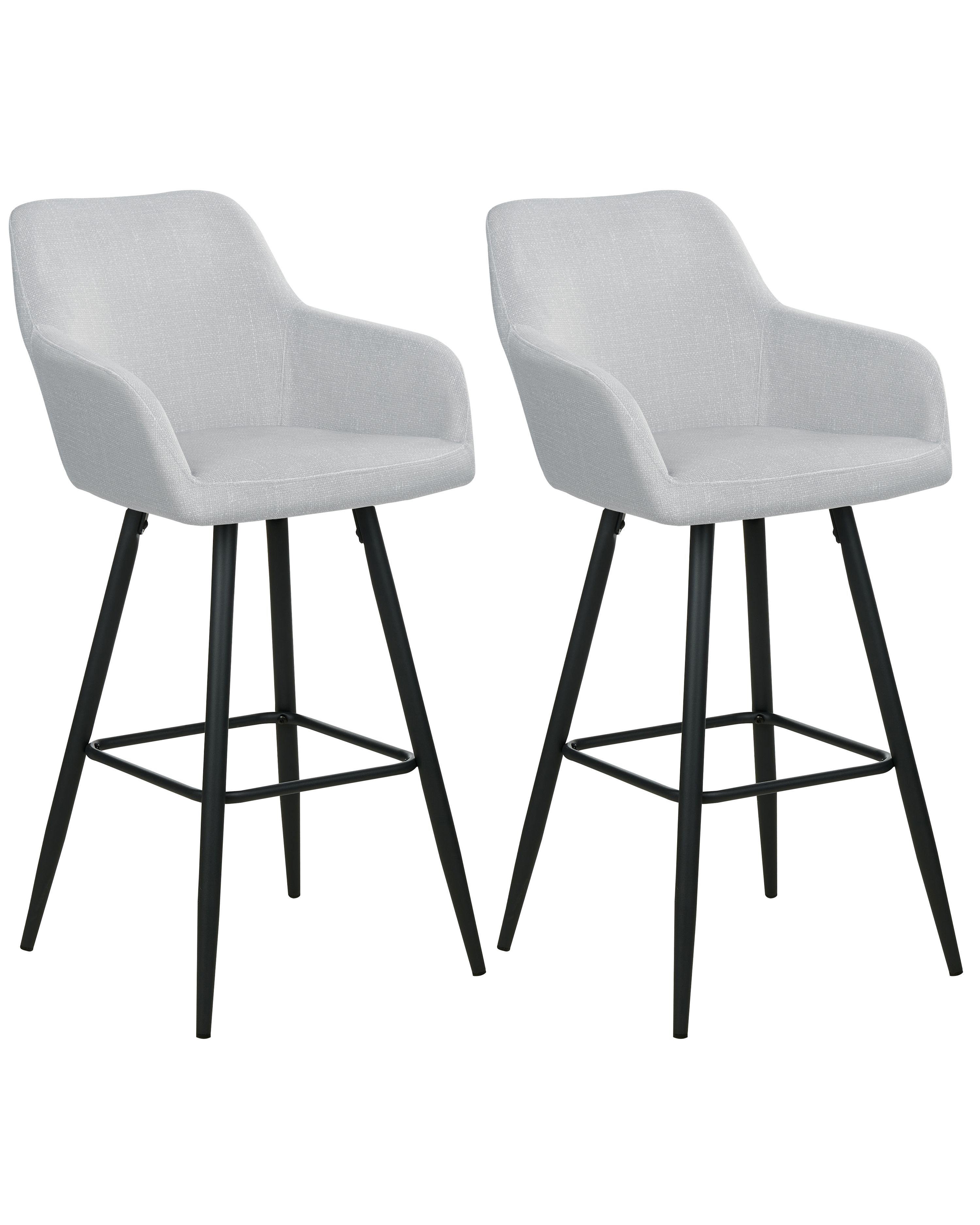 Set of 2 Bar Chairs CASMALIA Velvet Light Grey