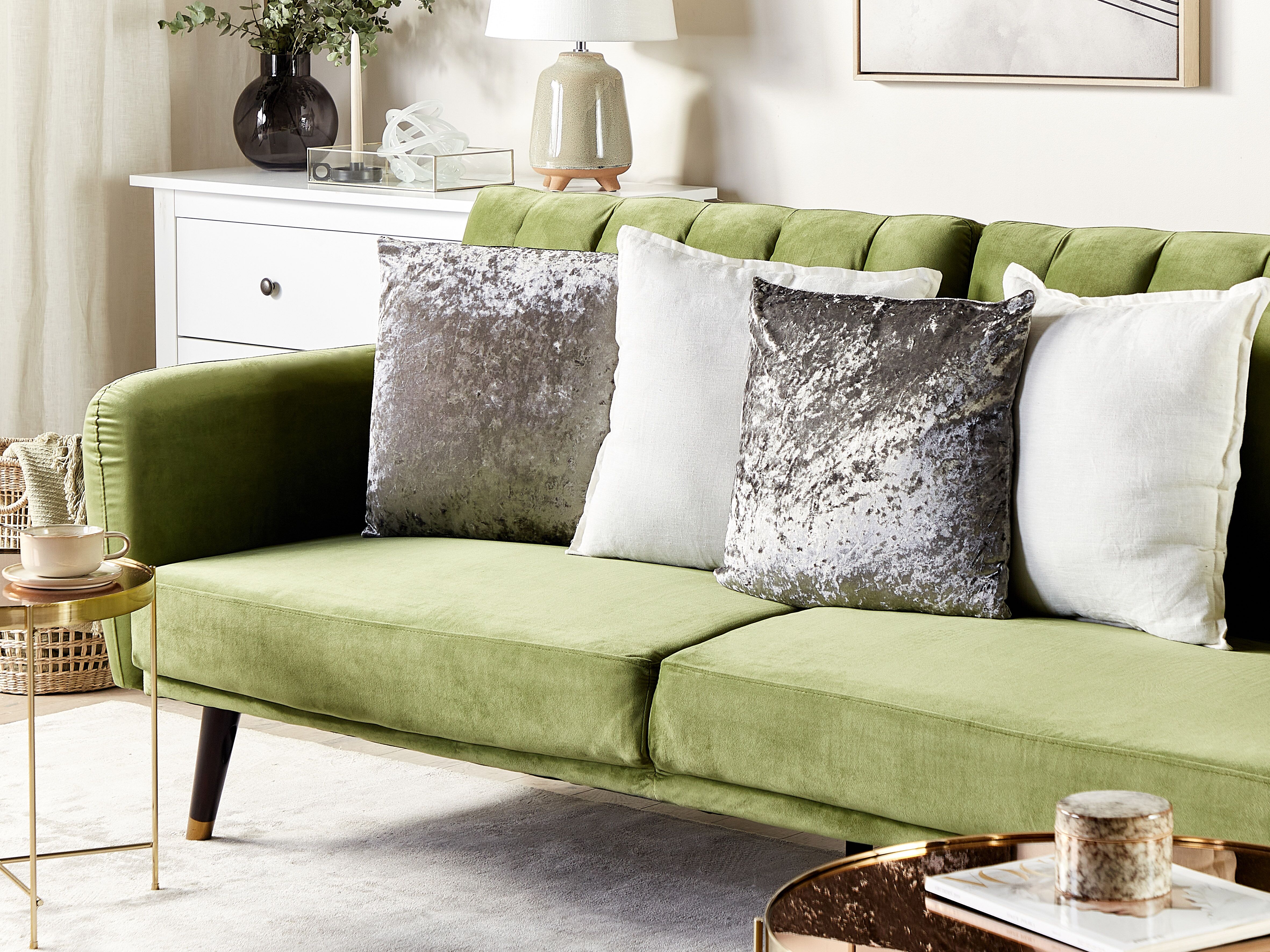 Set of 2 Decorative Cushions HOSTA Velvet 45 x 45 cm Grey Solid