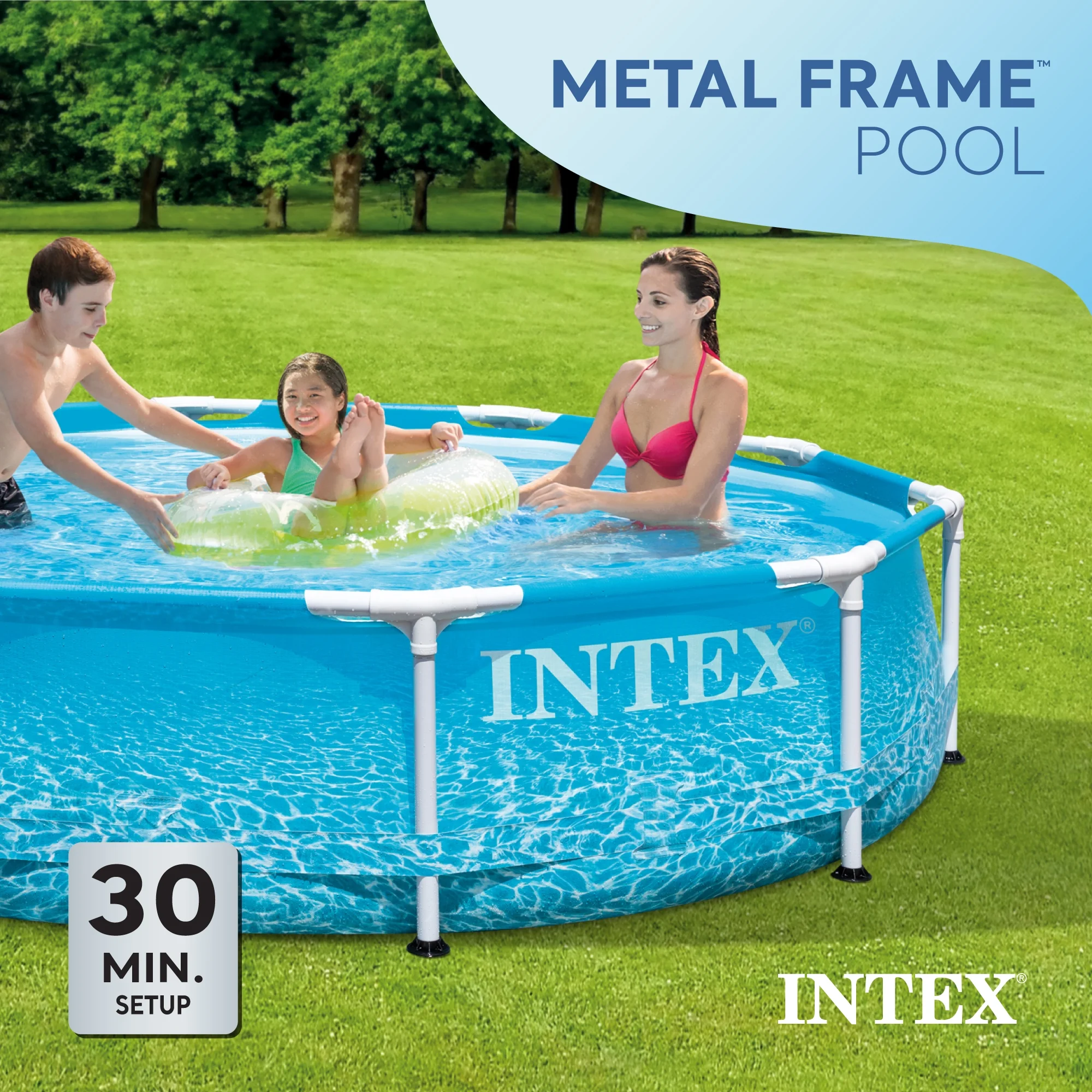 INTEX Round Metal Frame 10ft x 30in Above Ground Swimming Pool Set, Blue - Image 15