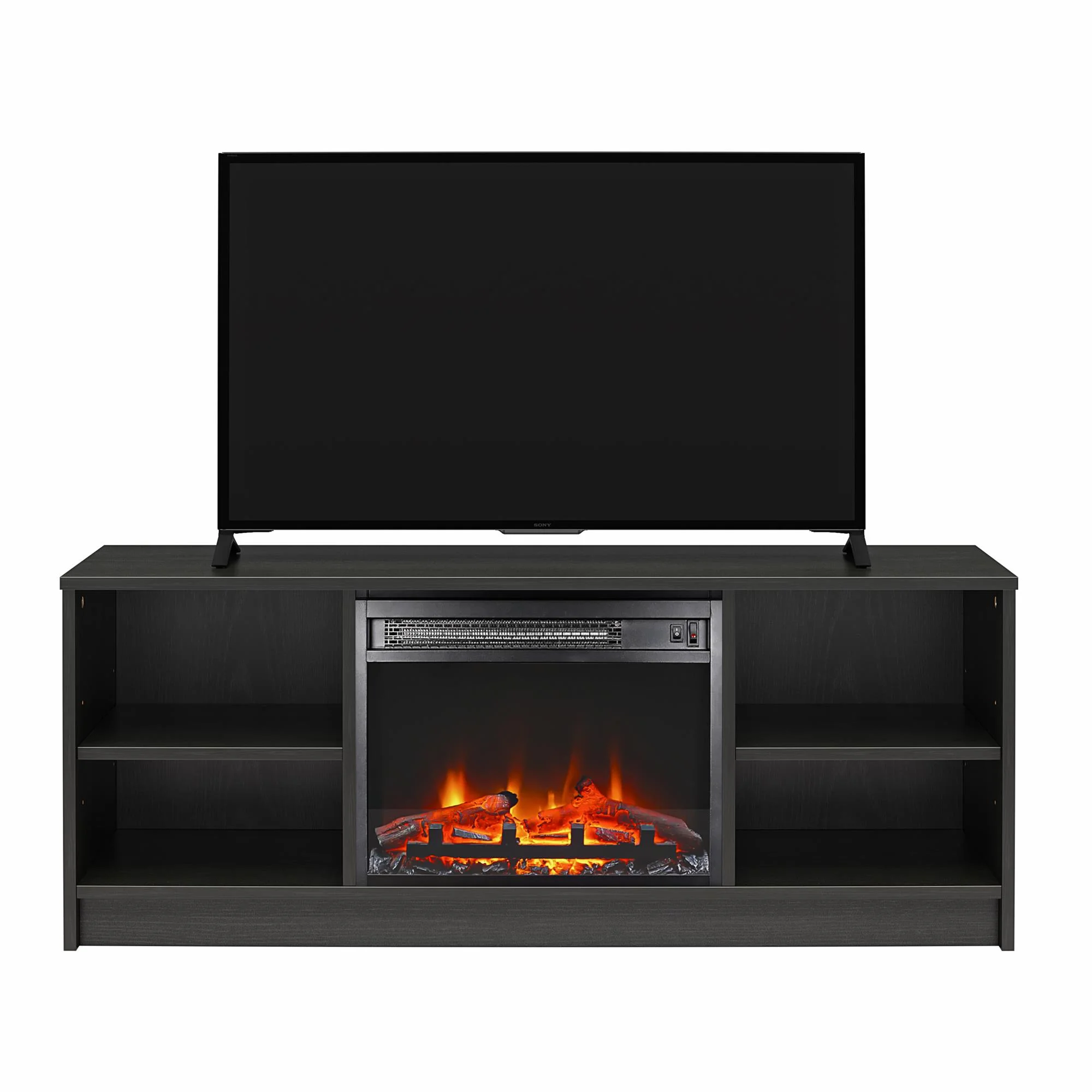 Mainstays Fireplace TV Stand, for TVs up to 55", Black Oak - Image 10