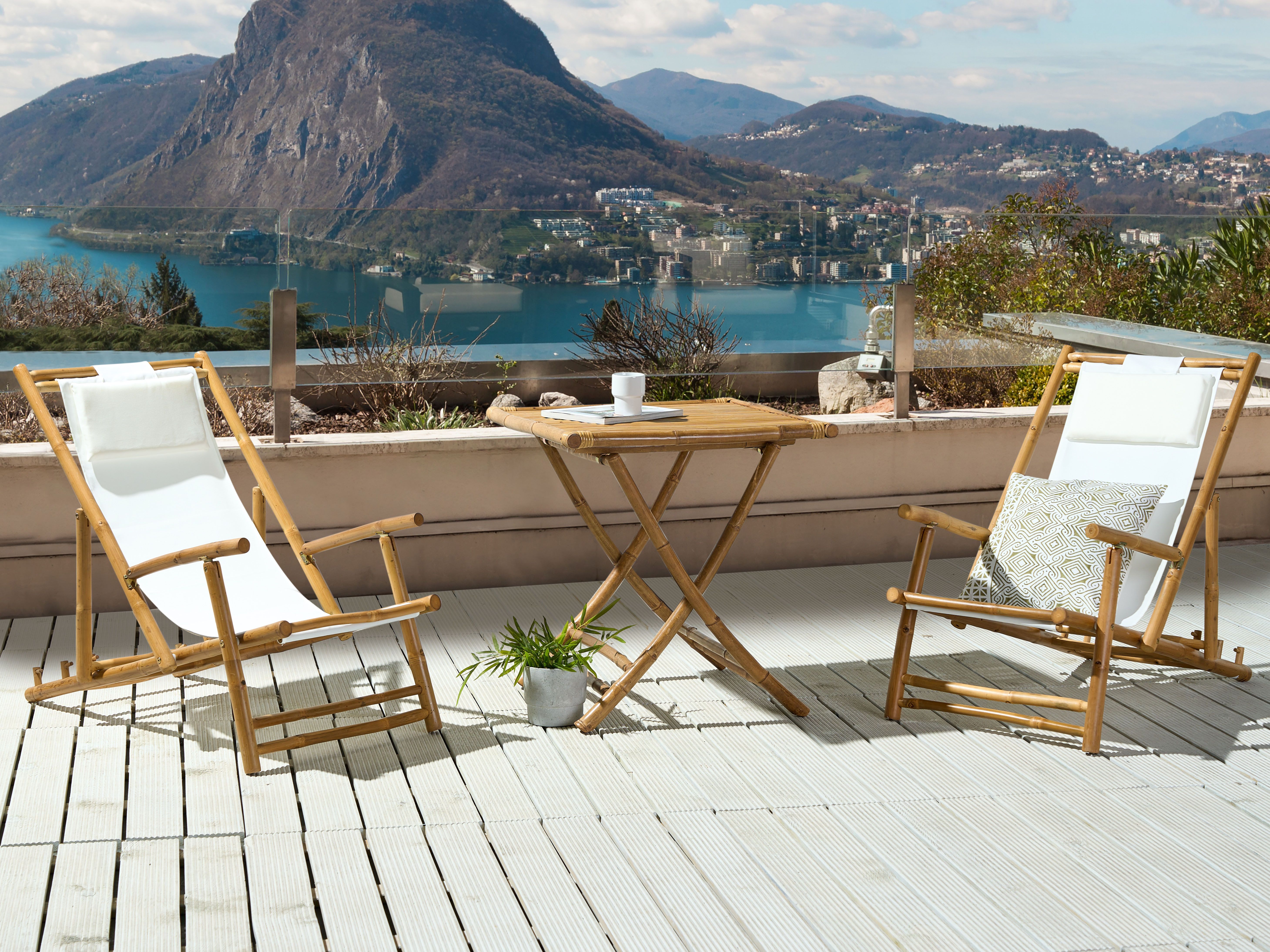 Bistro Set Folding ATRANI/MOLISE Bamboo Light Brown