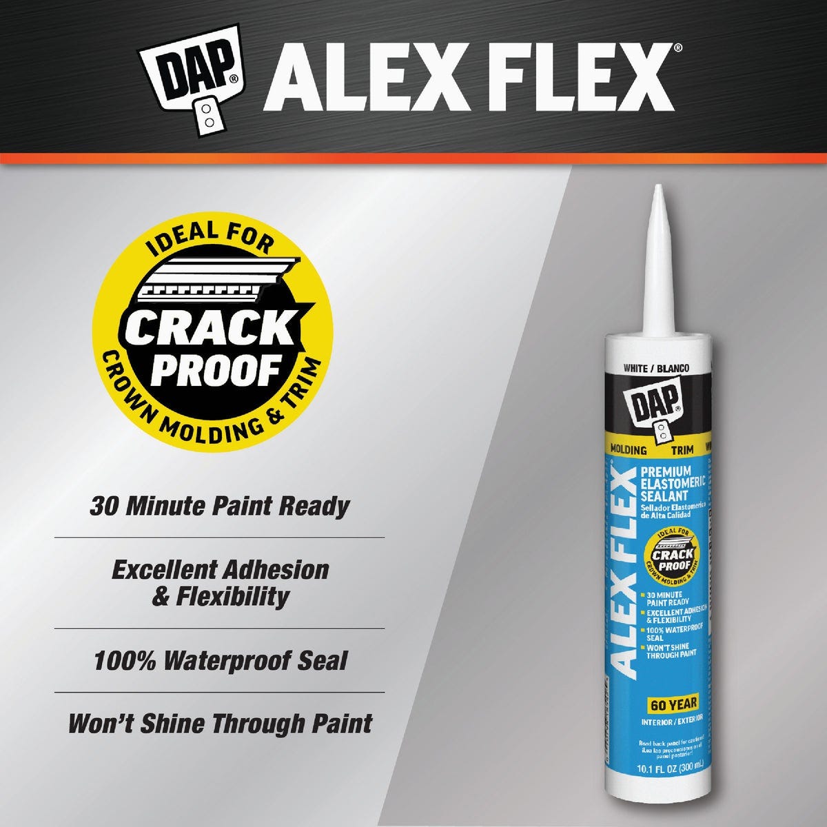 Dap Alex Flex 10.1 Oz. Premium Molding & Trim Acrylic Latex Siliconized Sealant, White