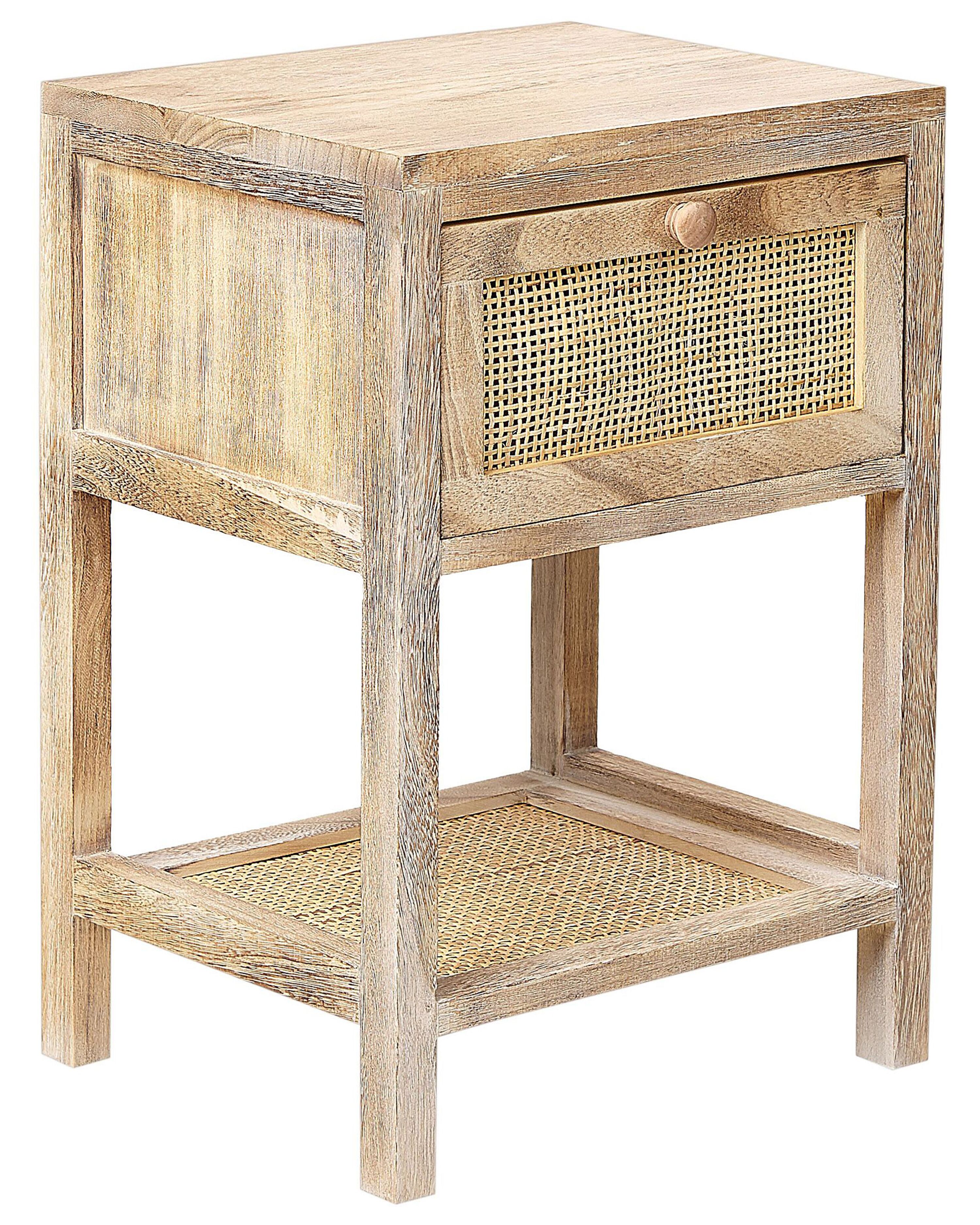 1 Drawer Bedside Table ESTO Paulownia Wood Light Brown