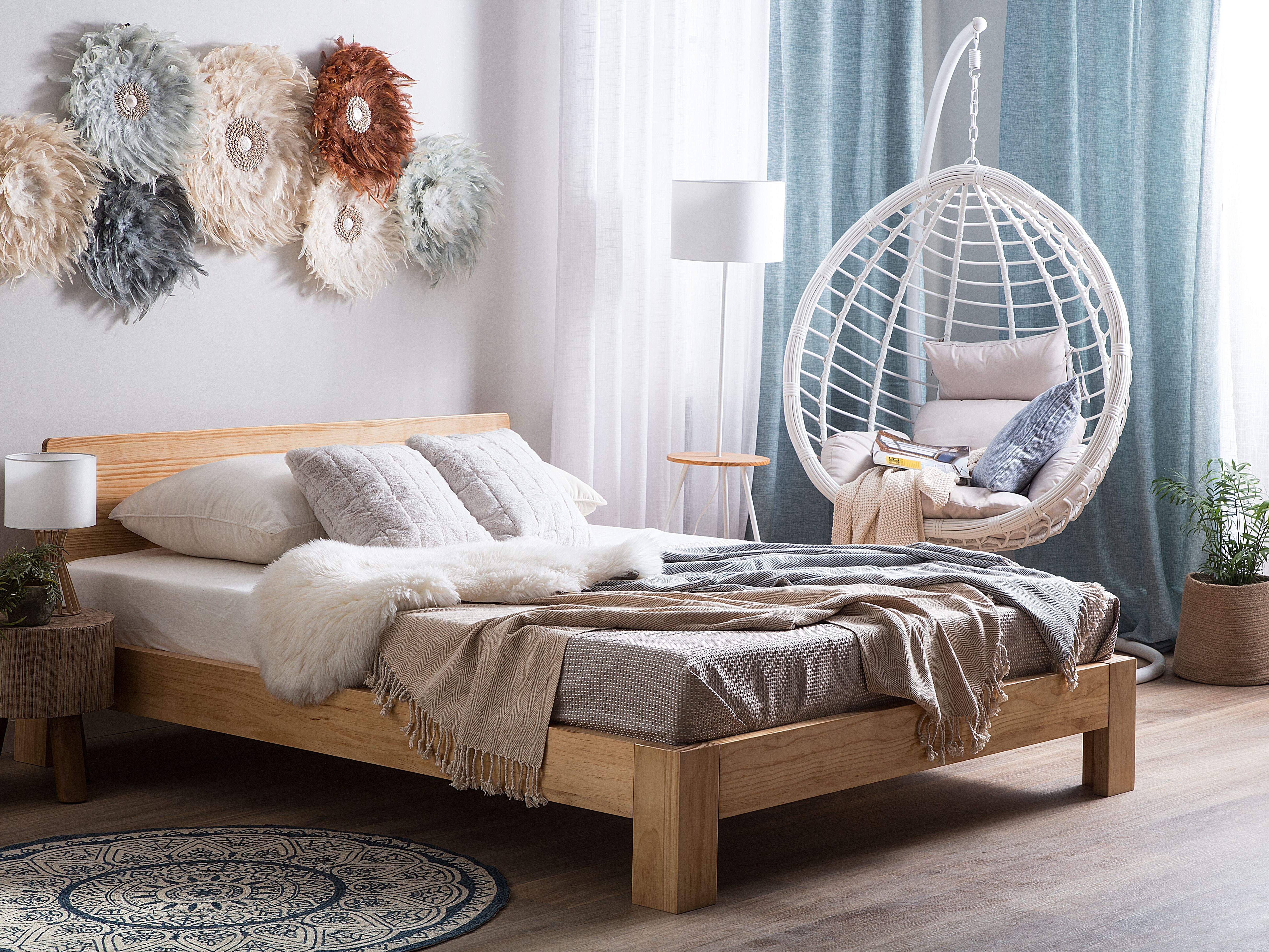 Bed Pine Wood ROYAN 180 x 200 cm (EU Super King) Light Brown